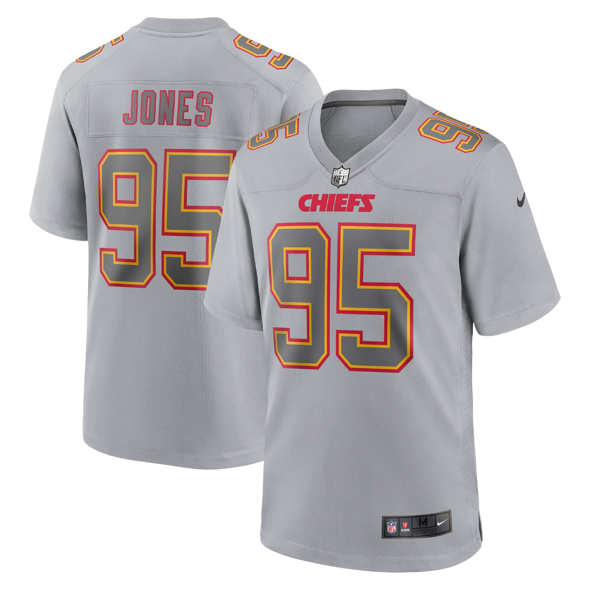Men's Kansas City Chiefs Jerseys Gray Chris Jones Atmosphere Fashion Game Style