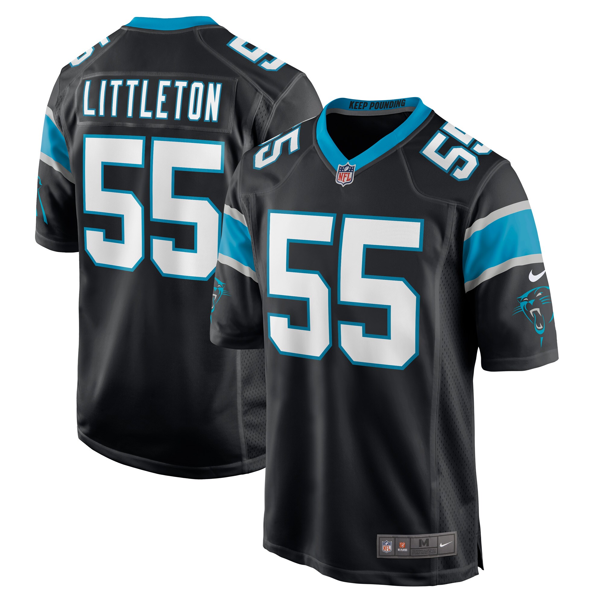 Men's Carolina Panthers Jerseys Black Cory Littleton Game Player Style