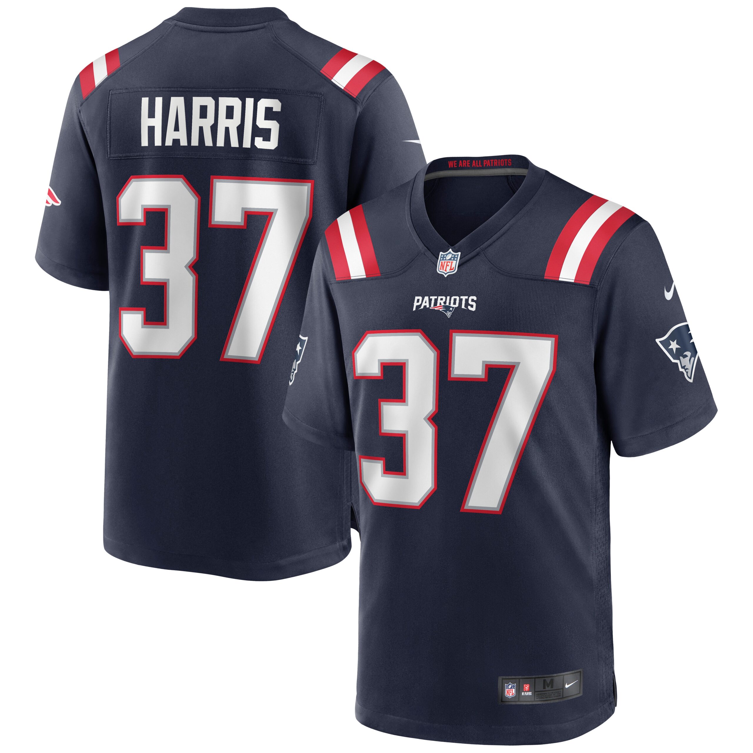 Men's New England Patriots Jerseys Navy Damien Harris Game Style
