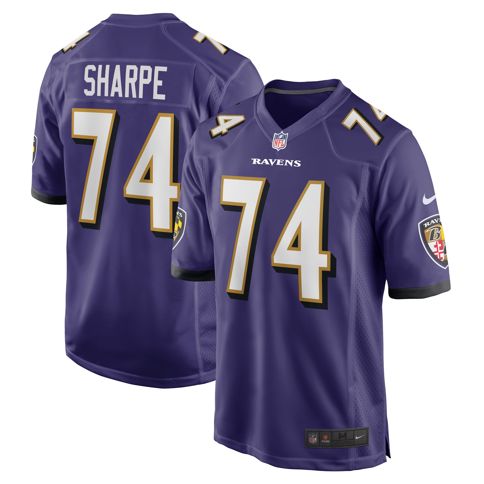 Men's Baltimore Ravens Jerseys Purple David Sharpe Game Player Style