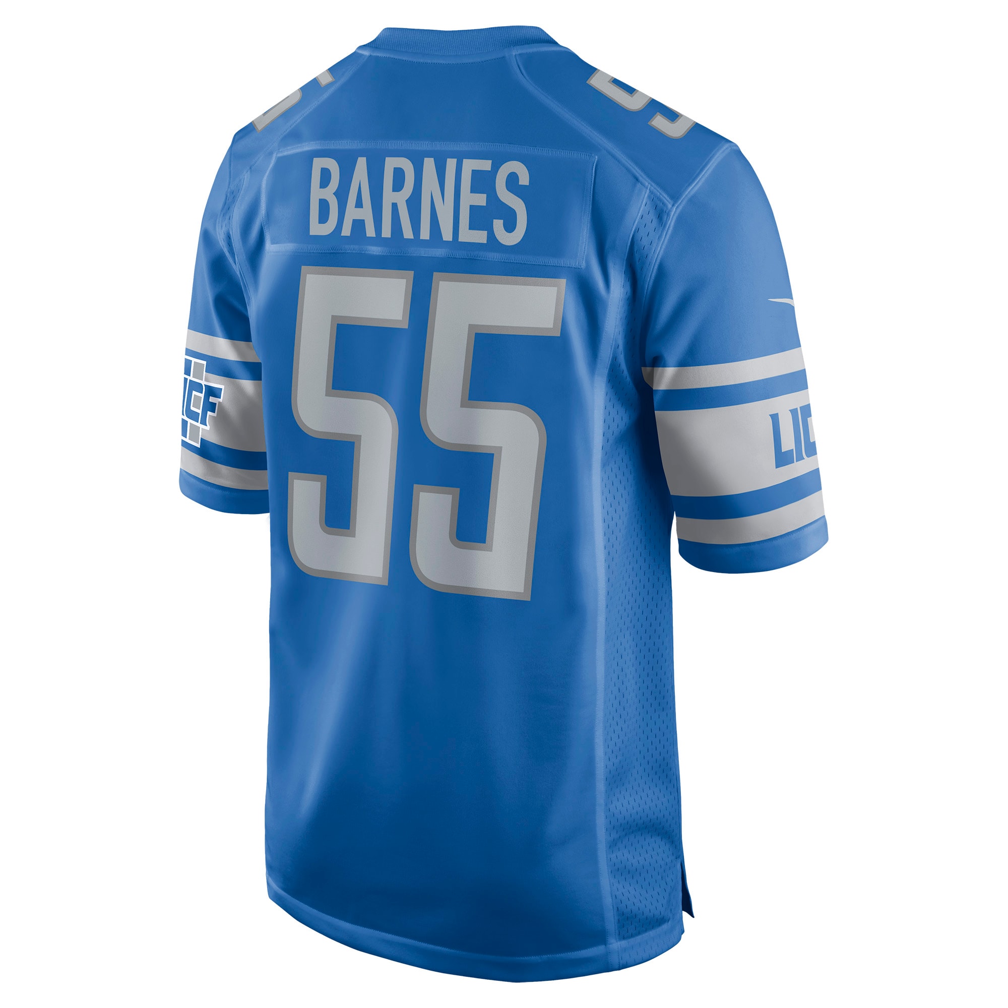 Men's Detroit Lions Jerseys Blue Derrick Barnes Game Player Style