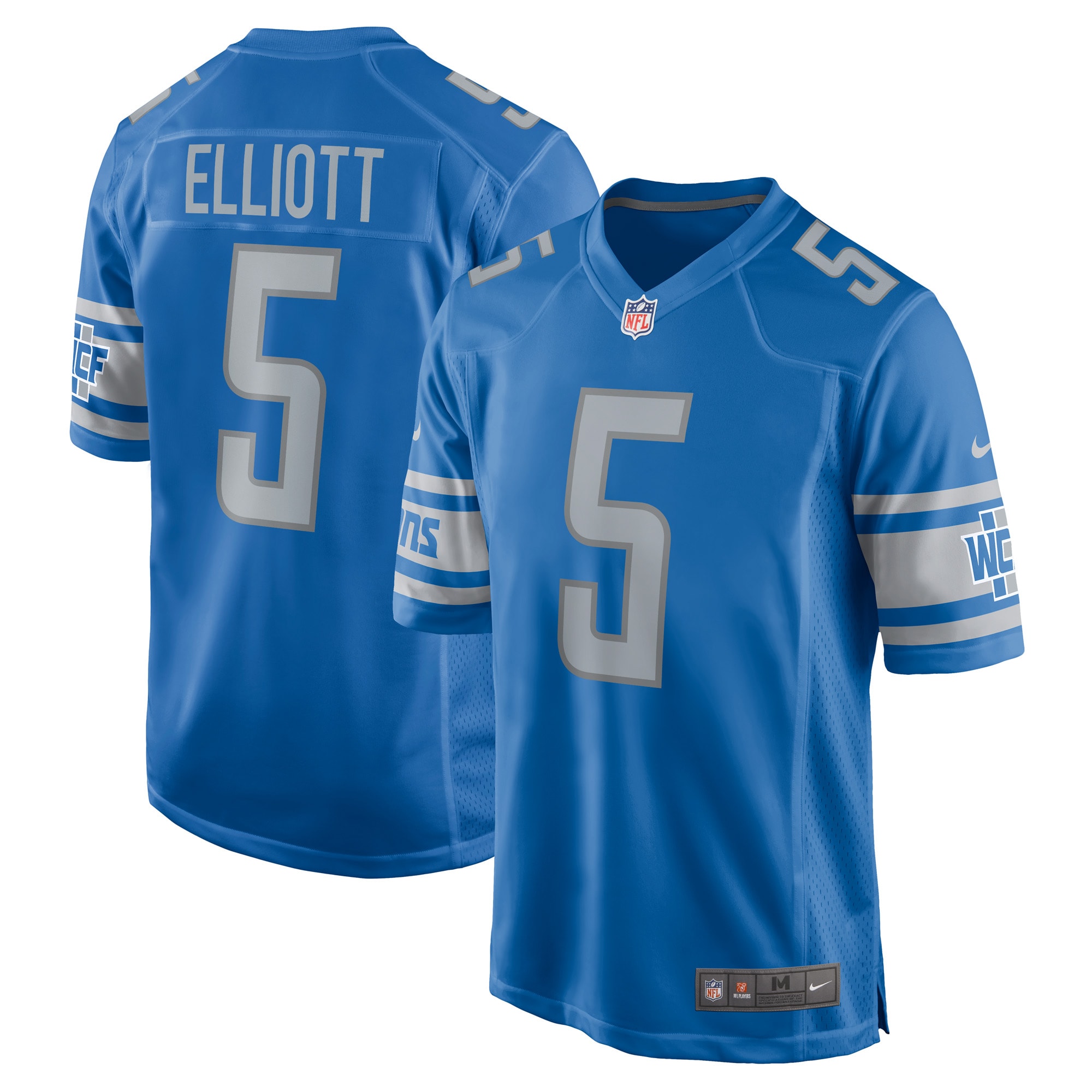 Men's Detroit Lions Jerseys Blue DeShon Elliott Player Game Style