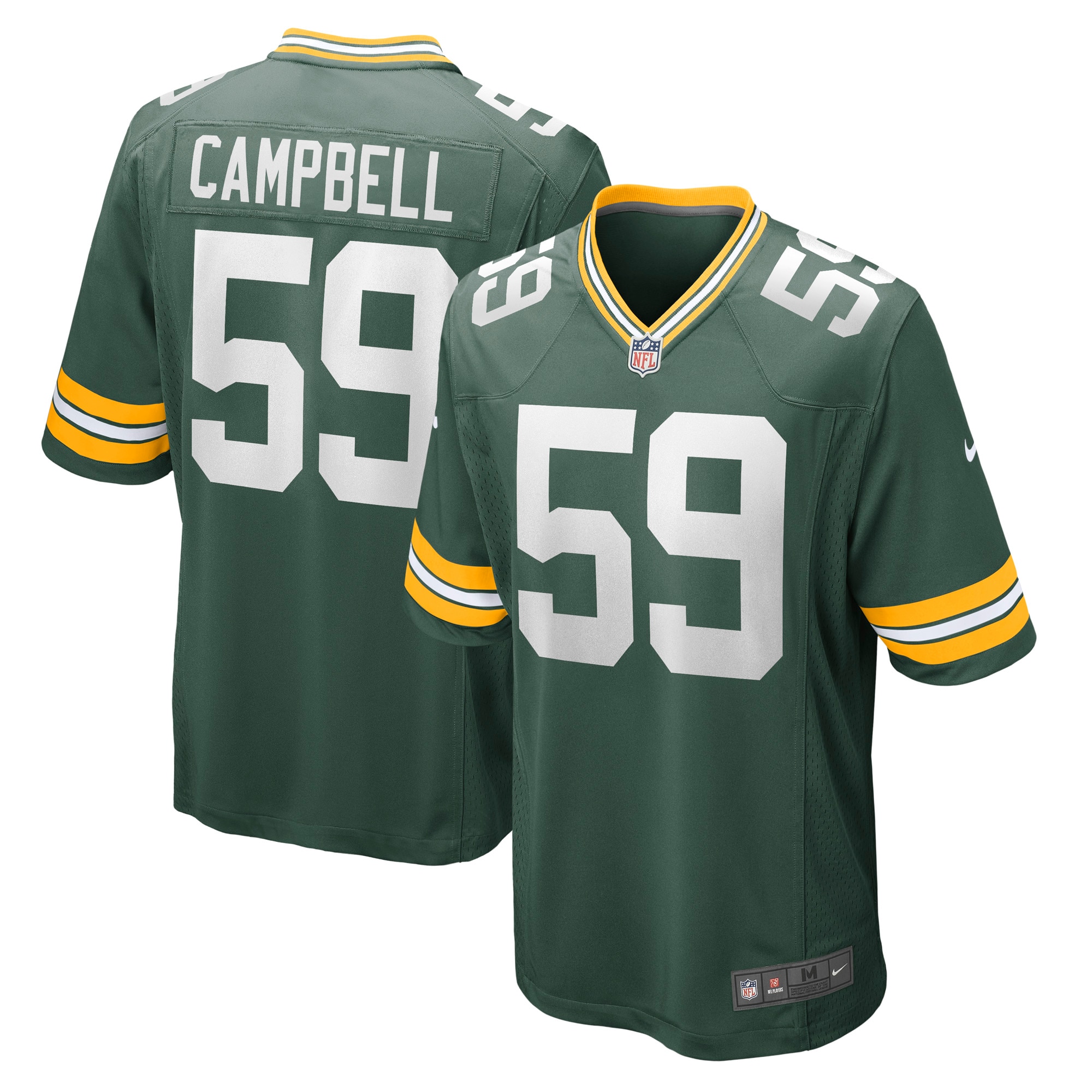 Men's Green Bay Packers Jerseys Green De'Vondre Campbell Game Style