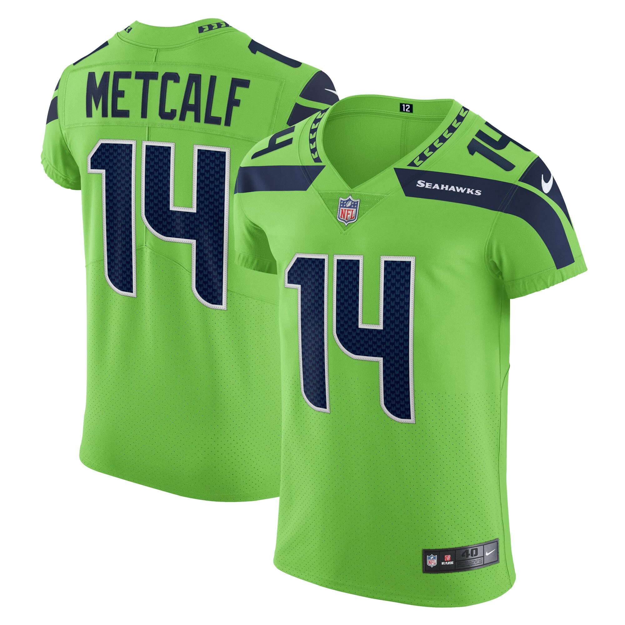 Men's Seattle Seahawks Jerseys Neon Green DK Metcalf Alternate Vapor Elite Player Style