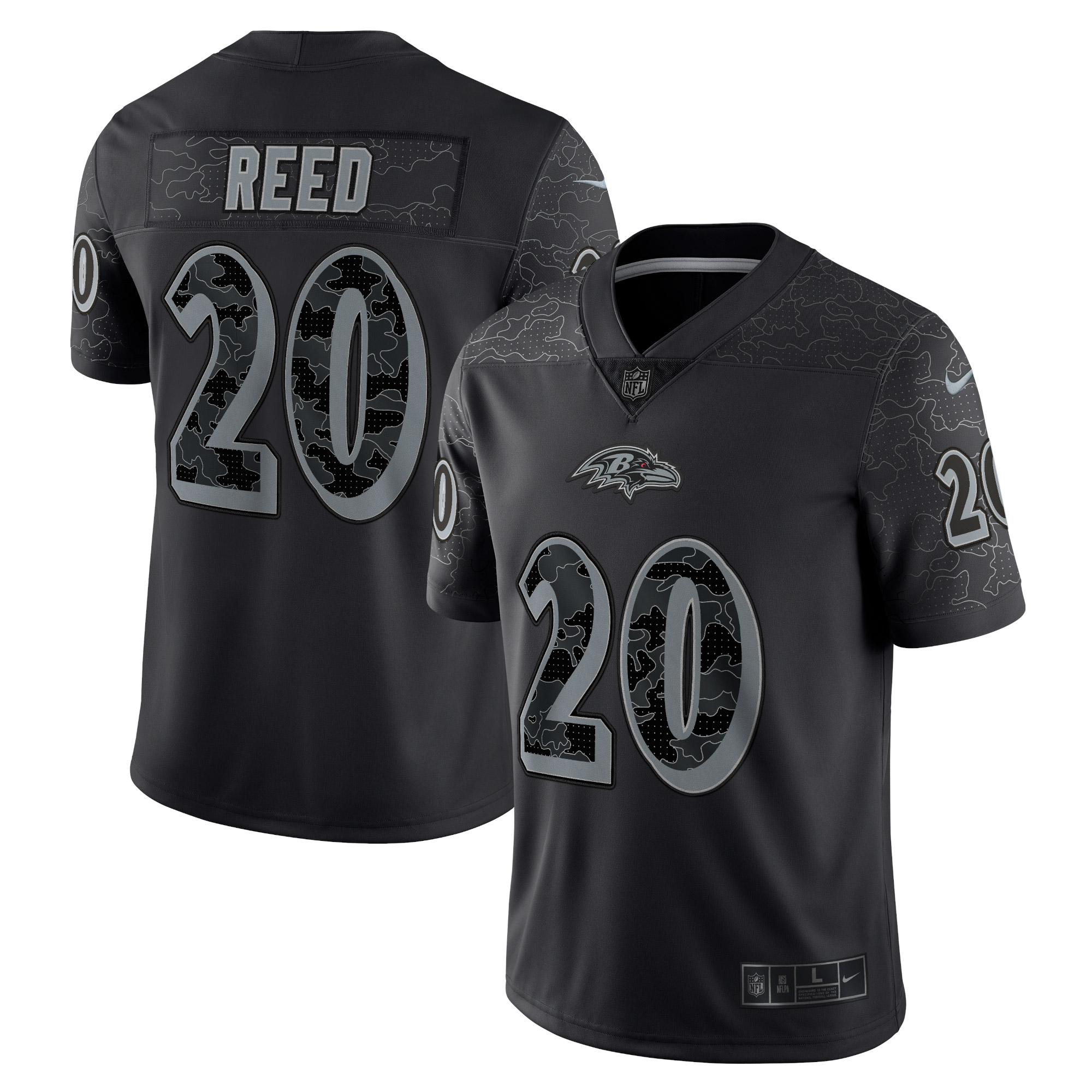 Men's Baltimore Ravens Jerseys Black Ed Reed Retired Player RFLCTV Limited Style