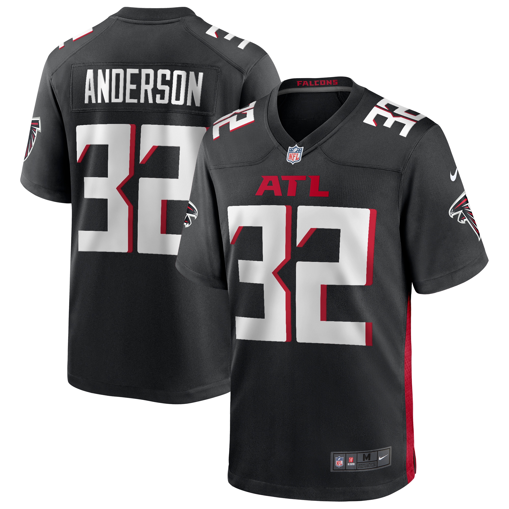 Men's Atlanta Falcons Jerseys Black Jamal Anderson Game Retired Player Style