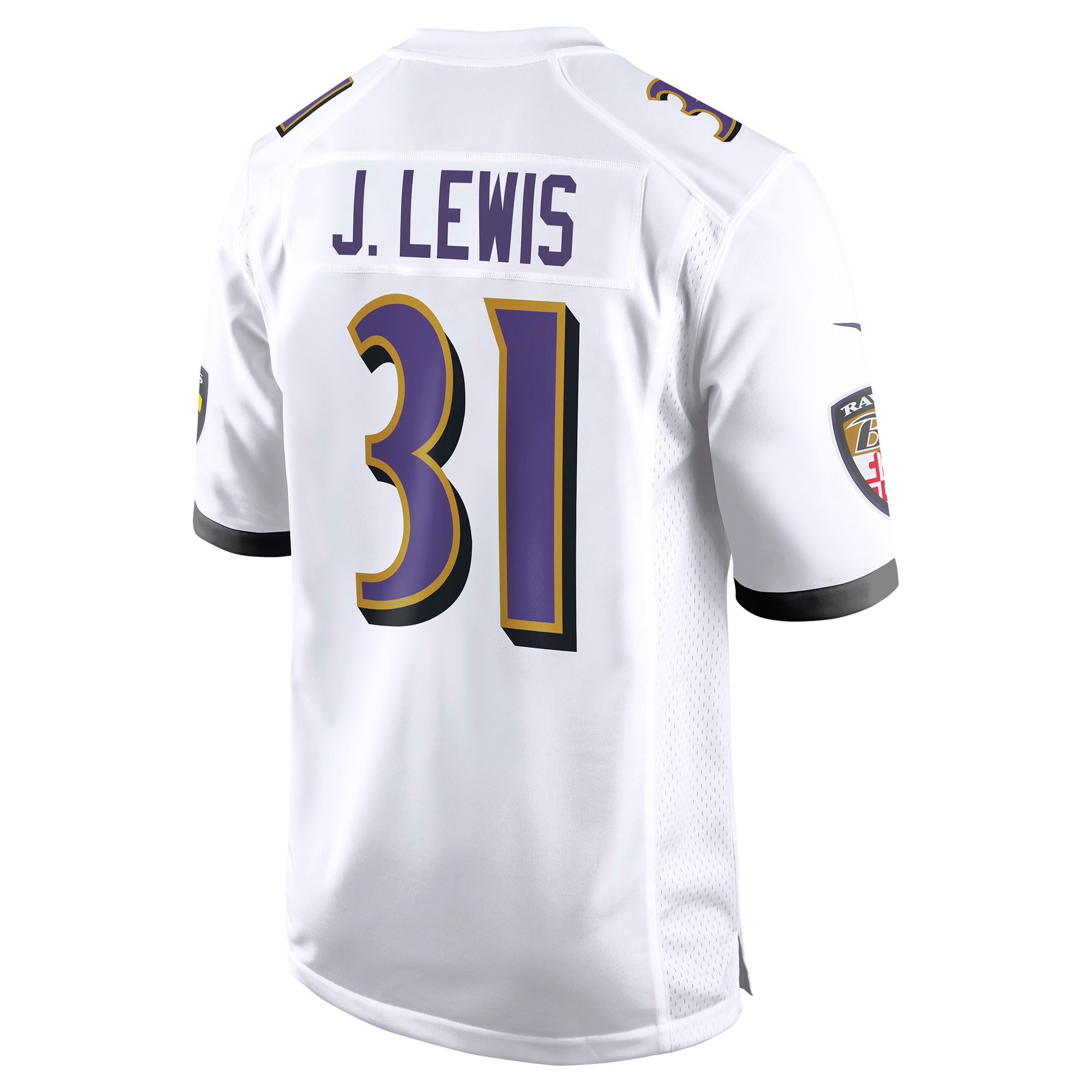 Men's Baltimore Ravens Jerseys White Jamal Lewis Retired Player Game Style