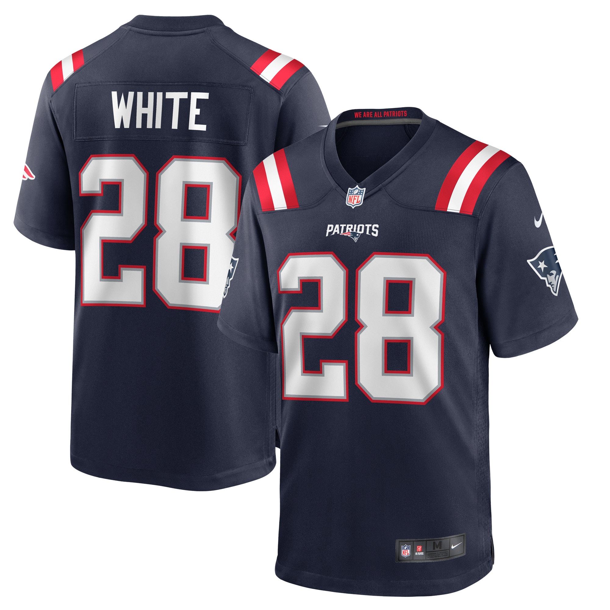Men's New England Patriots Jerseys Navy James White Game Player Style