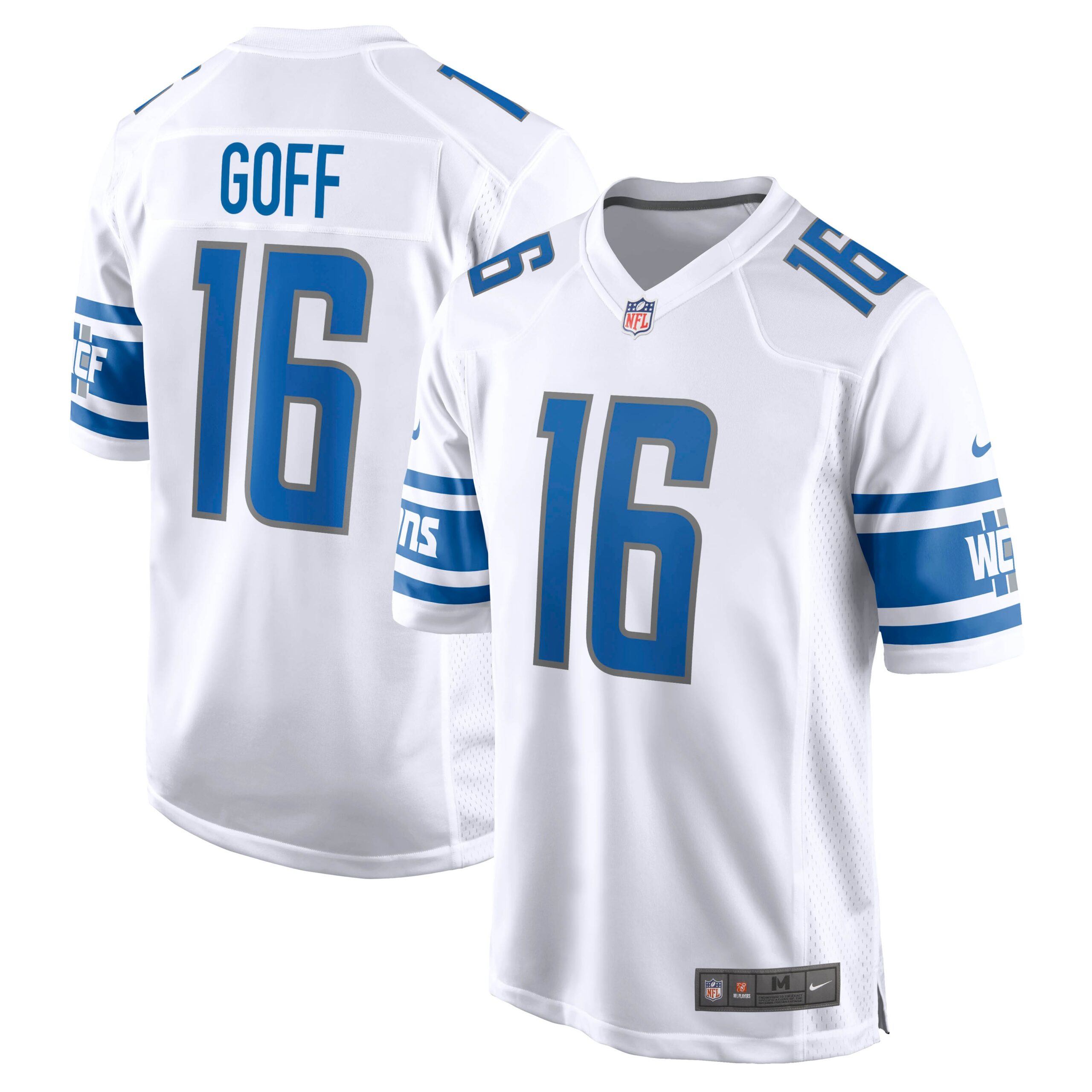 Men's Detroit Lions Jerseys White Jared Goff Game Style