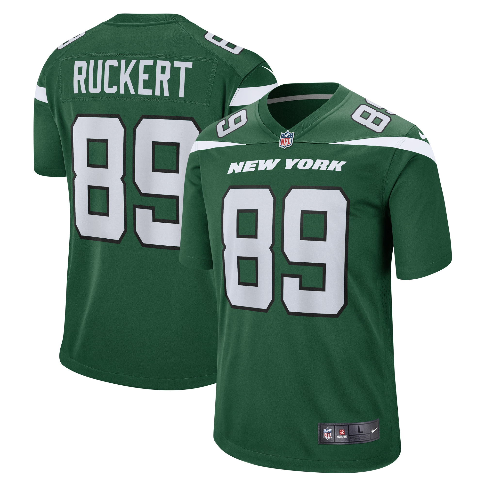 Men's New York Jets Jerseys Gotham Green Jeremy Ruckert Game Player Style