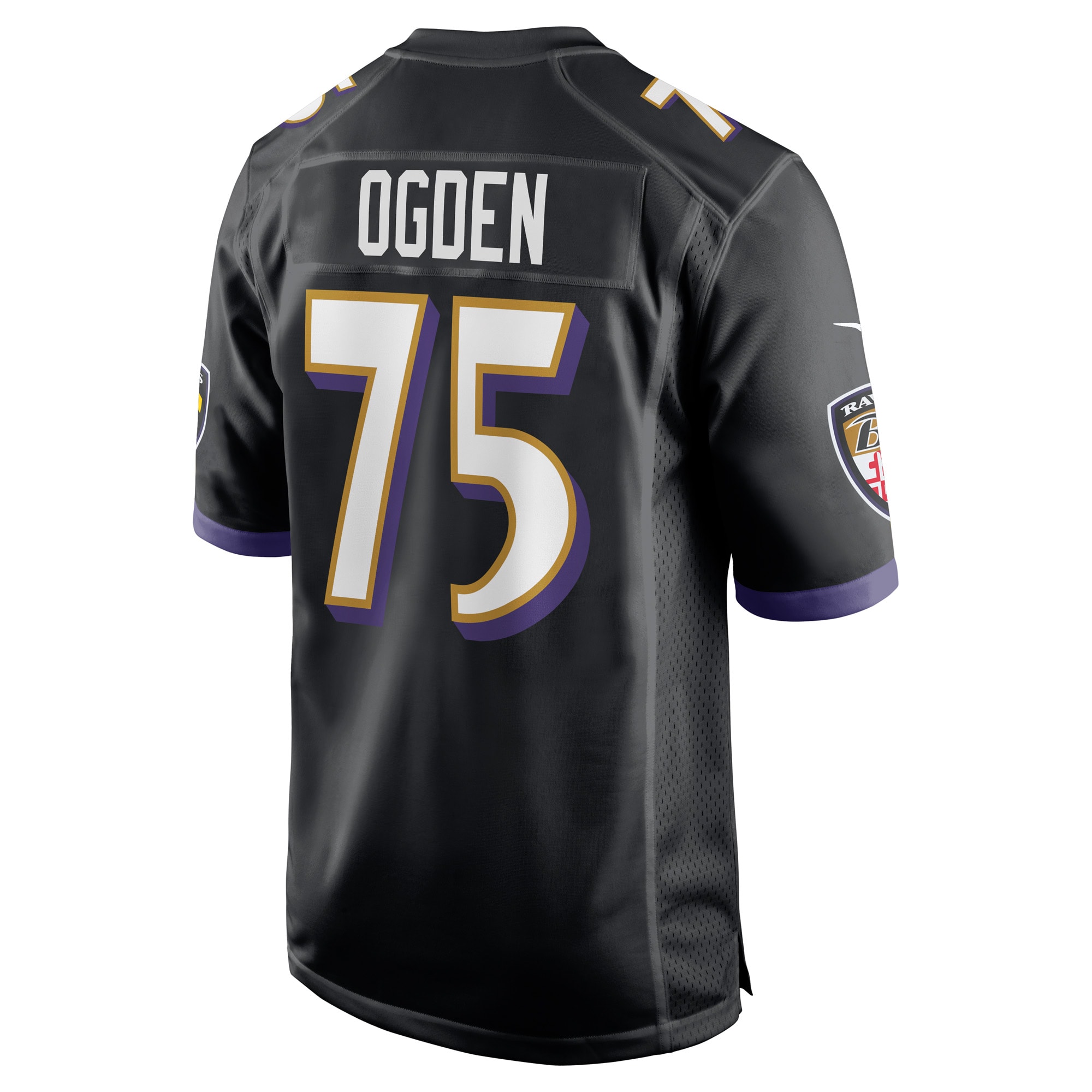 Men's Baltimore Ravens Jerseys Black Jonathan Ogden Retired Player Style