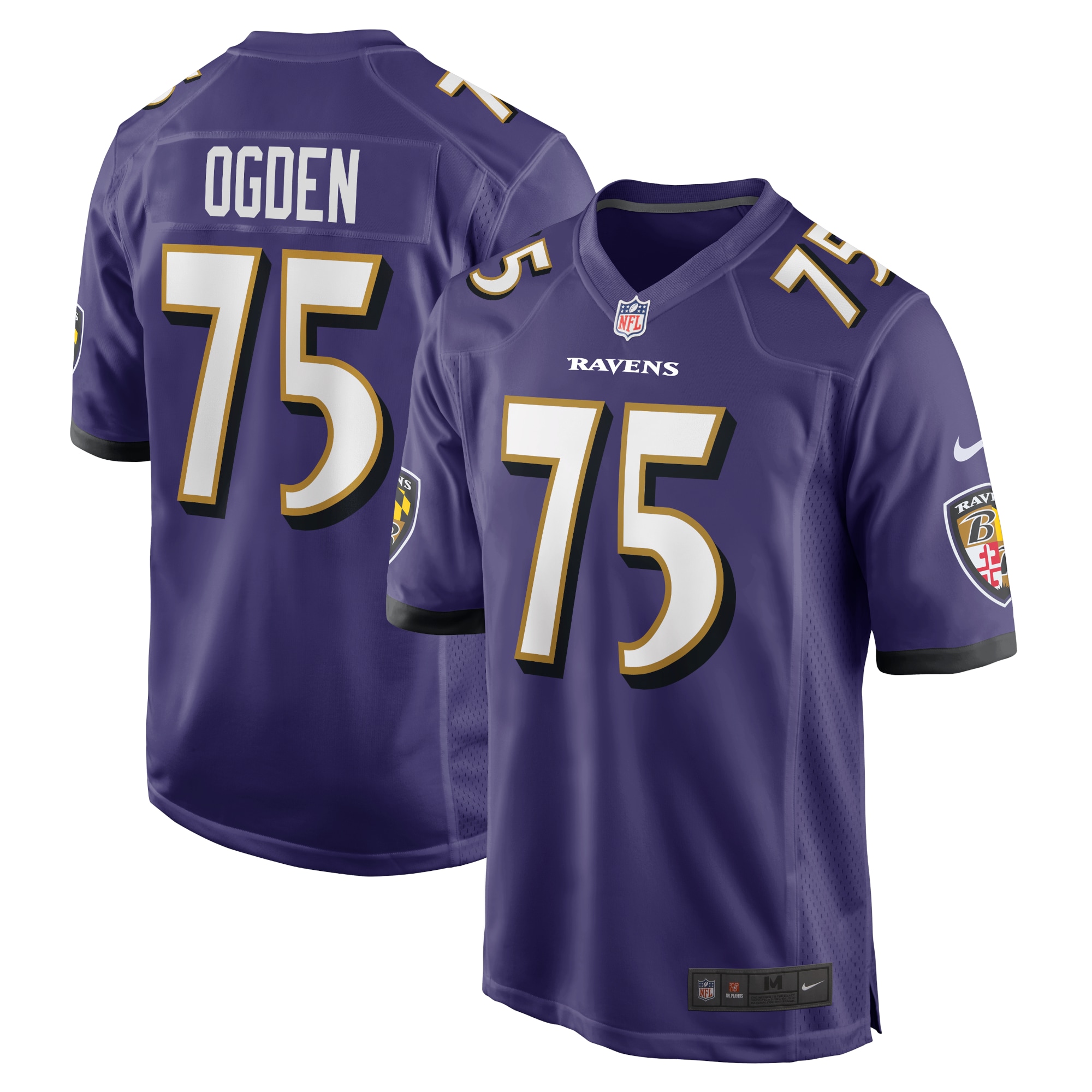 Men's Baltimore Ravens Jerseys Purple Jonathan Ogden Retired Player Game Style