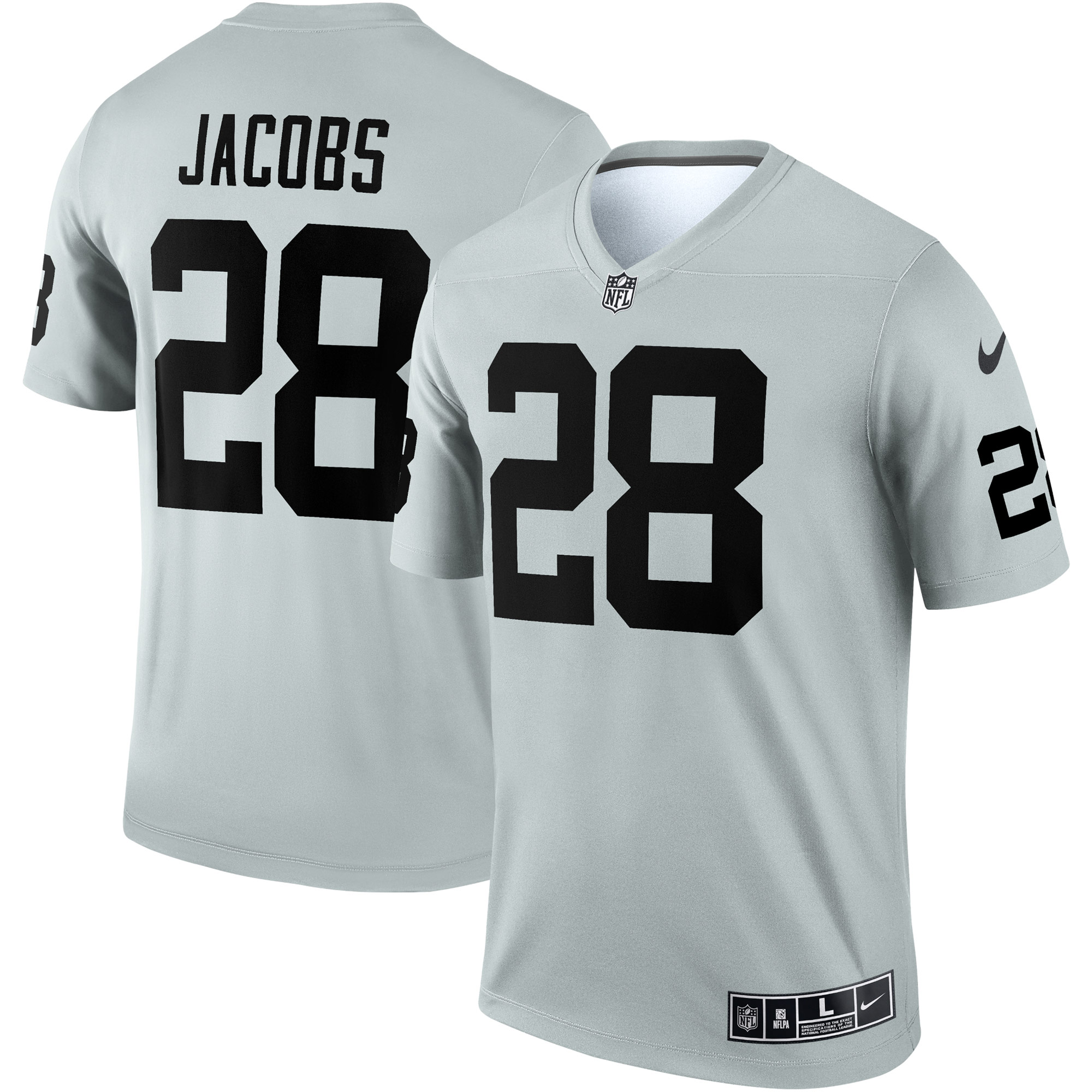 Men's Las Vegas Raiders Jerseys Silver Josh Jacobs Inverted Legend Style