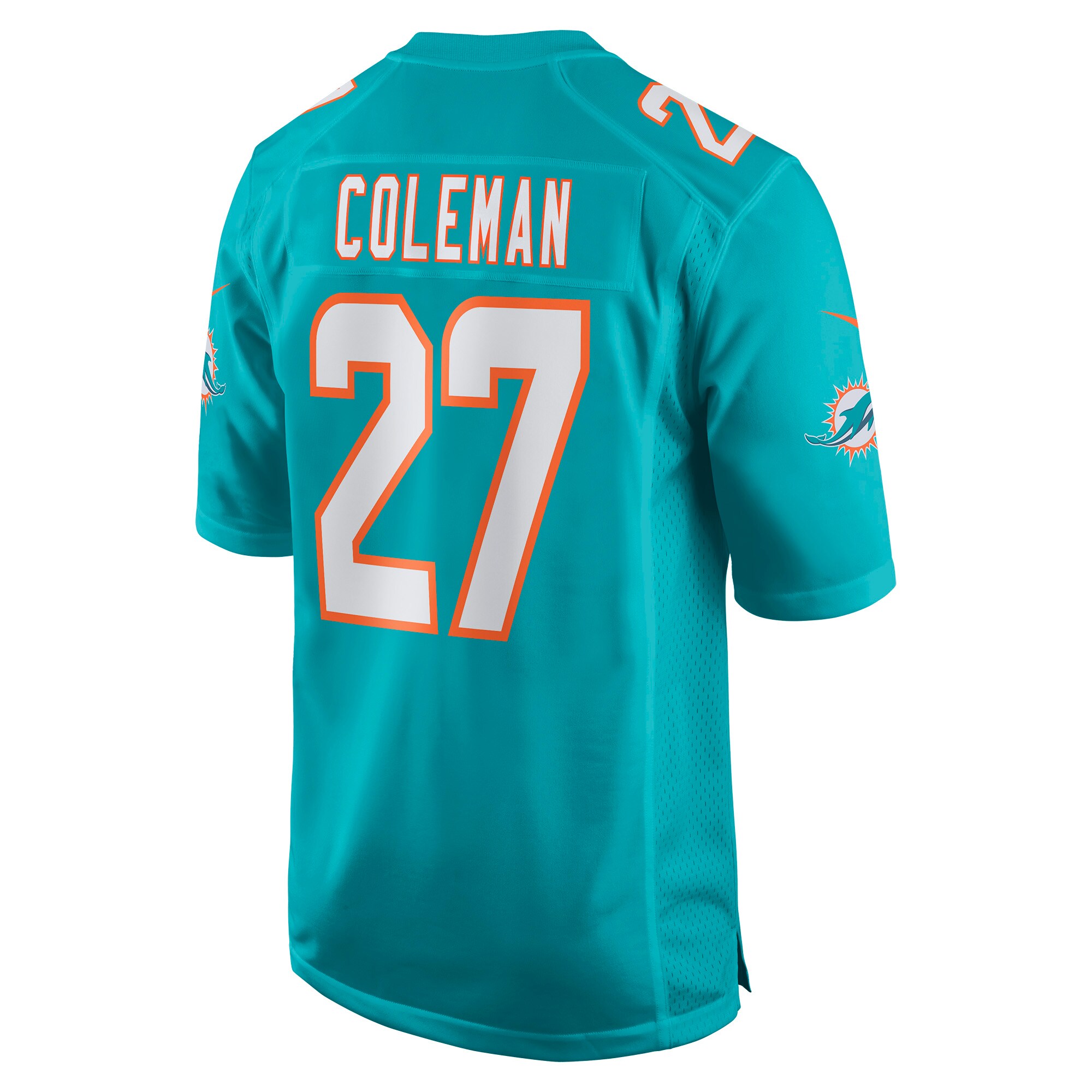 Men's Miami Dolphins Jerseys Aqua Justin Coleman Game Style