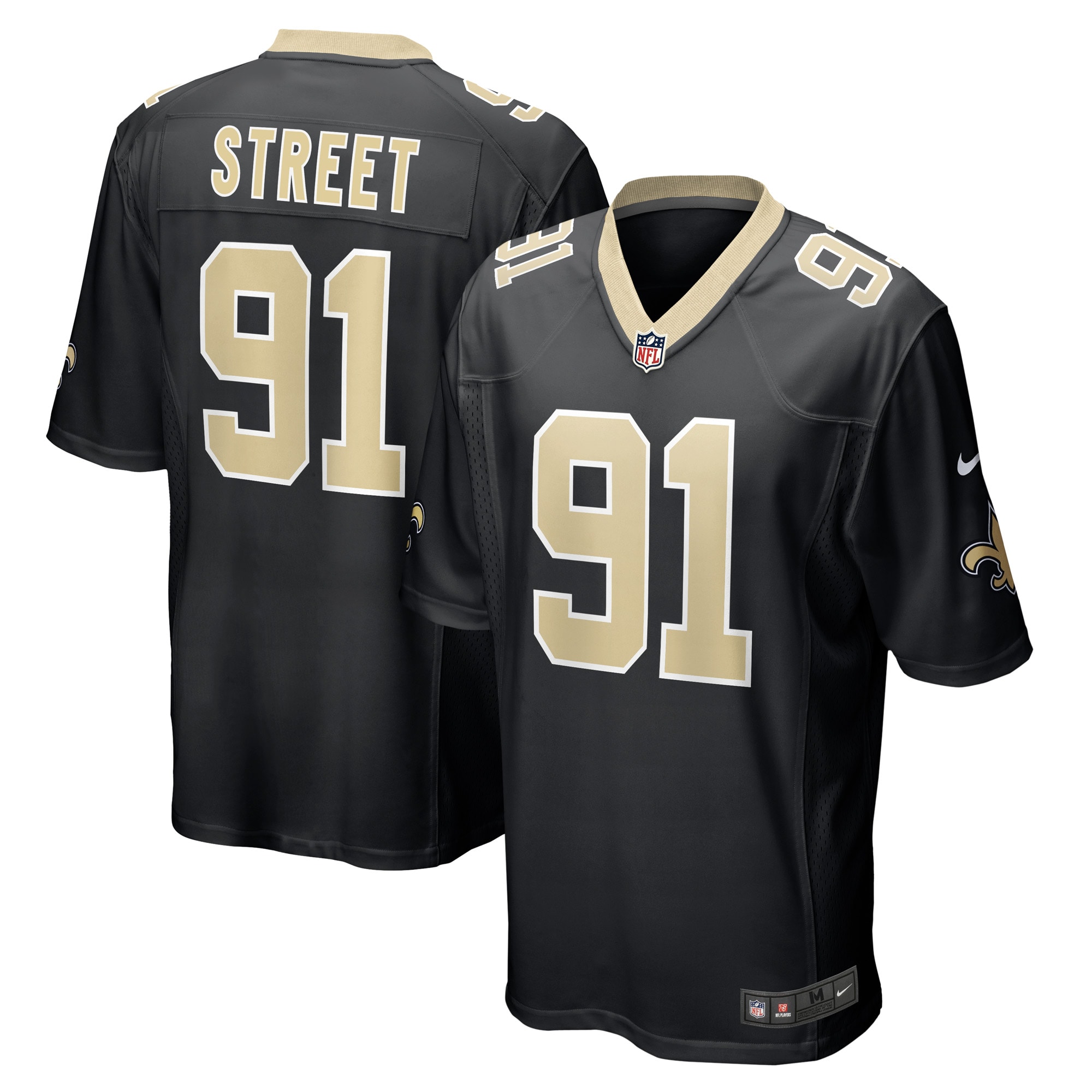 Men's New Orleans Saints Jerseys Black Kentavius Street Game Player Style