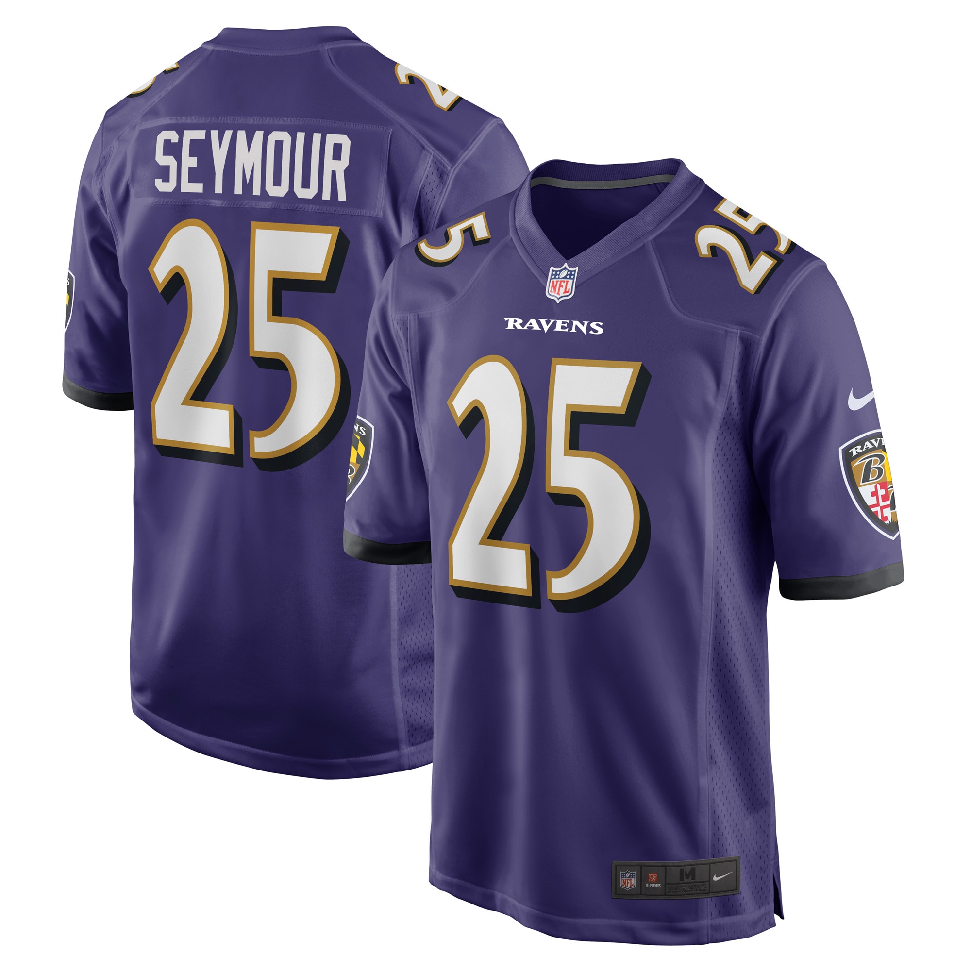 Men's Baltimore Ravens Jerseys Purple Kevon Seymour Game Player Style