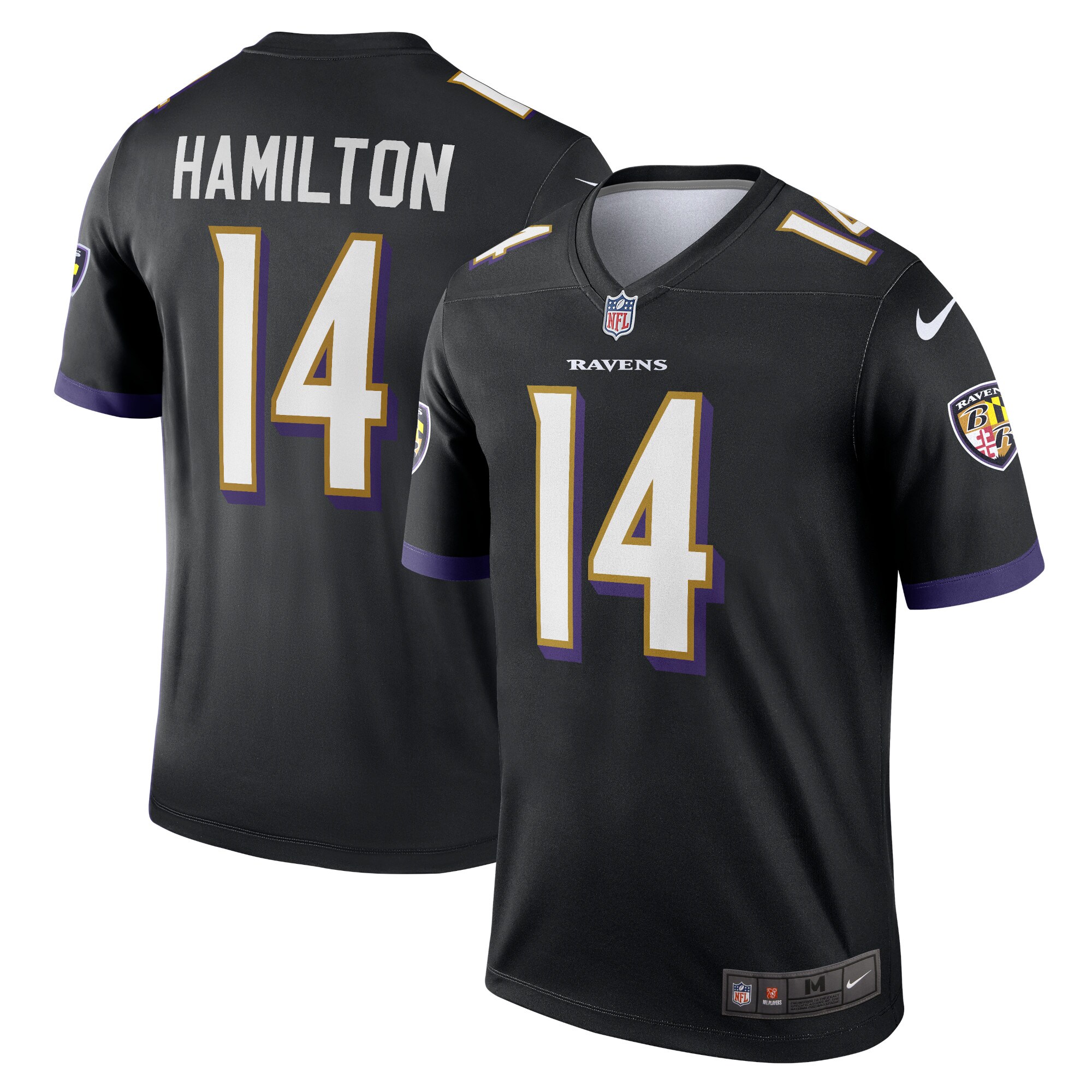 Men's Baltimore Ravens Jerseys Black Kyle Hamilton Legend Style