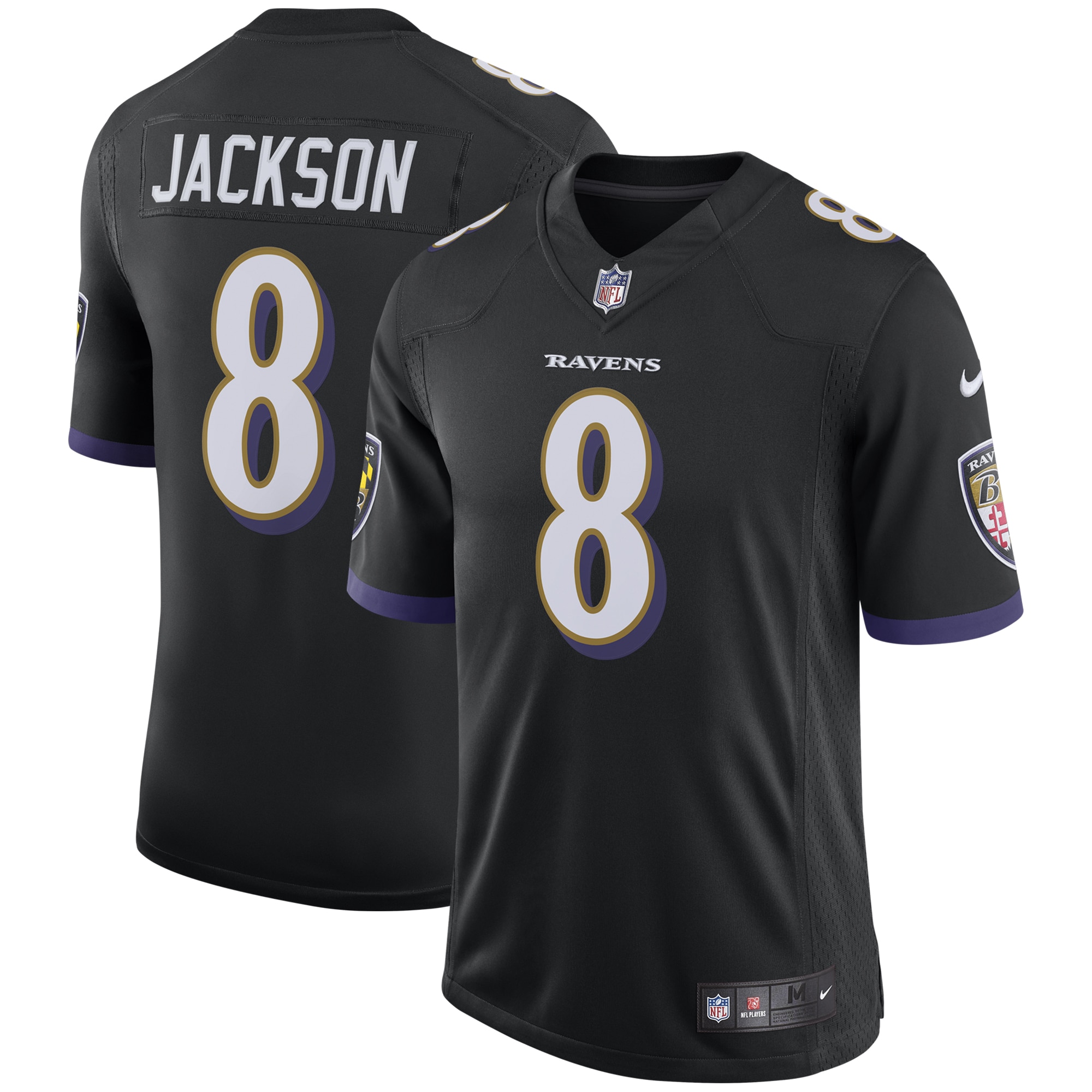 Men's Baltimore Ravens Jerseys Black Lamar Jackson Speed Machine Limited Style
