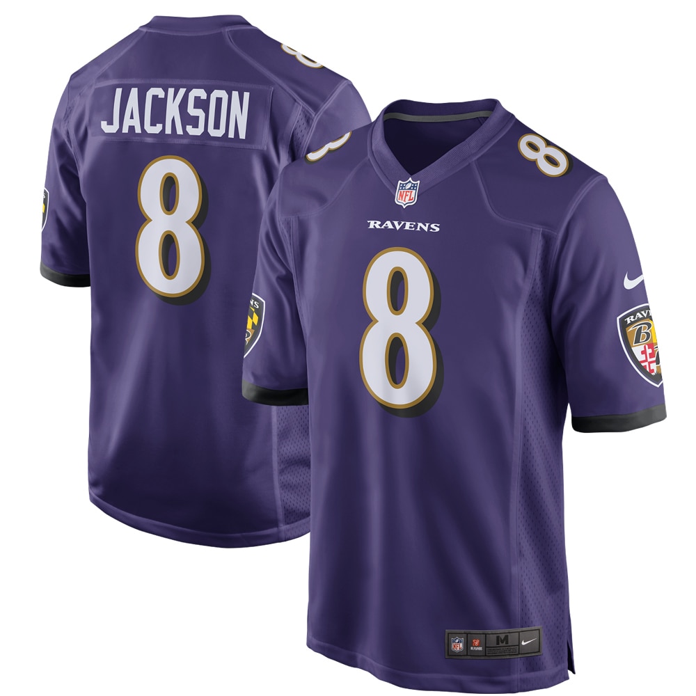 Men's Baltimore Ravens Jerseys Purple Lamar Jackson Game Player Style