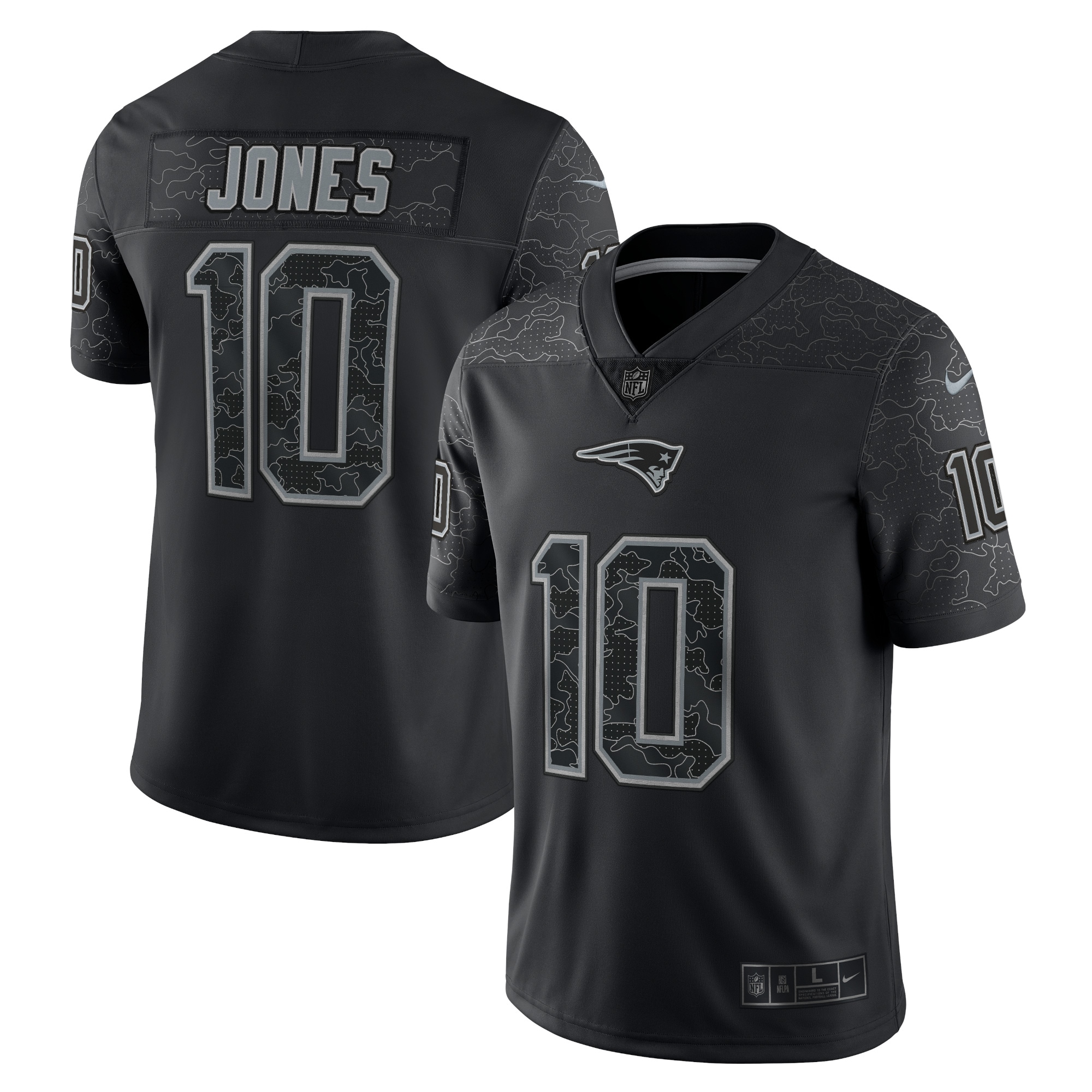 Men's New England Patriots Jerseys Black Mac Jones RFLCTV Limited Style
