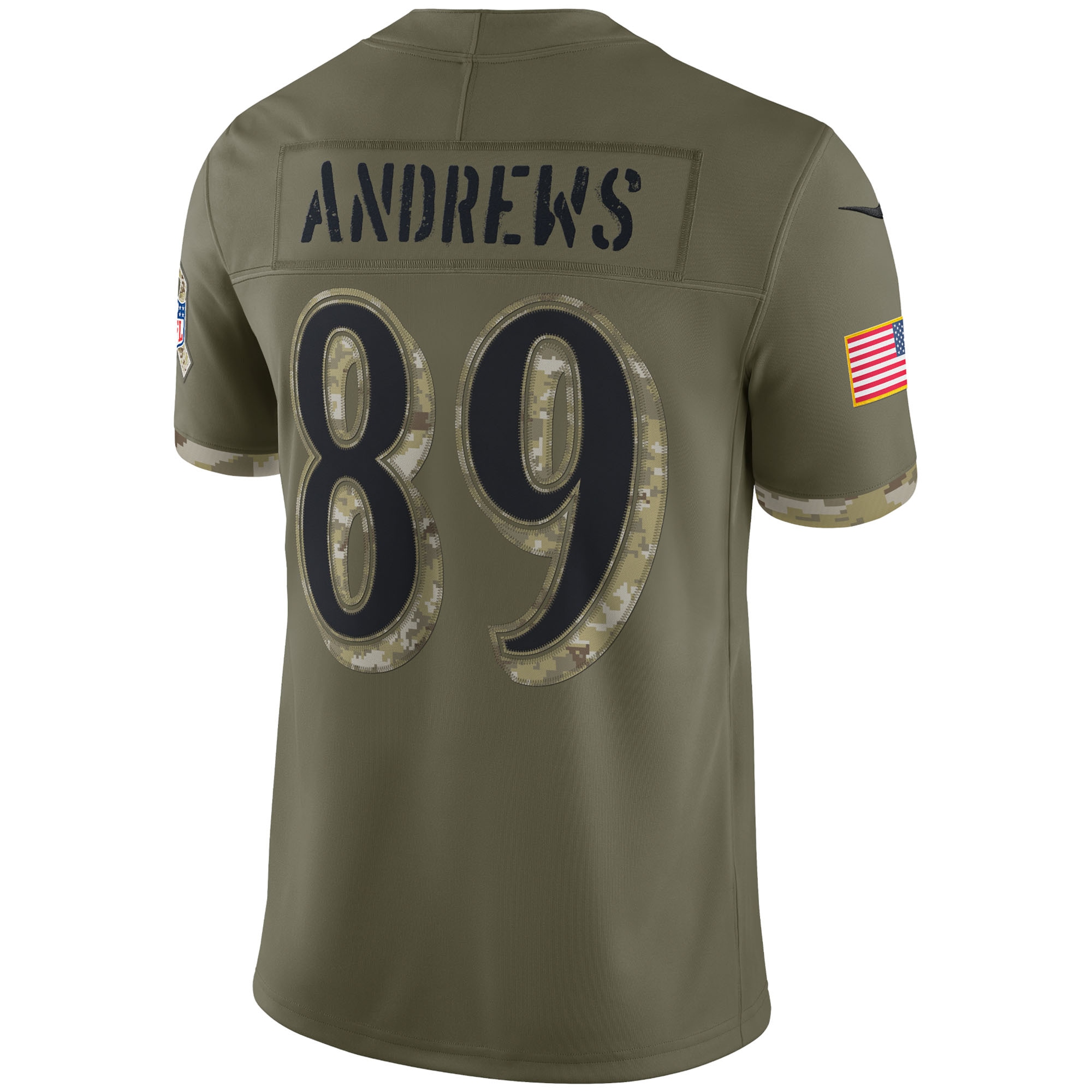 Men's Baltimore Ravens Jerseys Olive Mark Andrews 2022 Salute To Service Limited Style