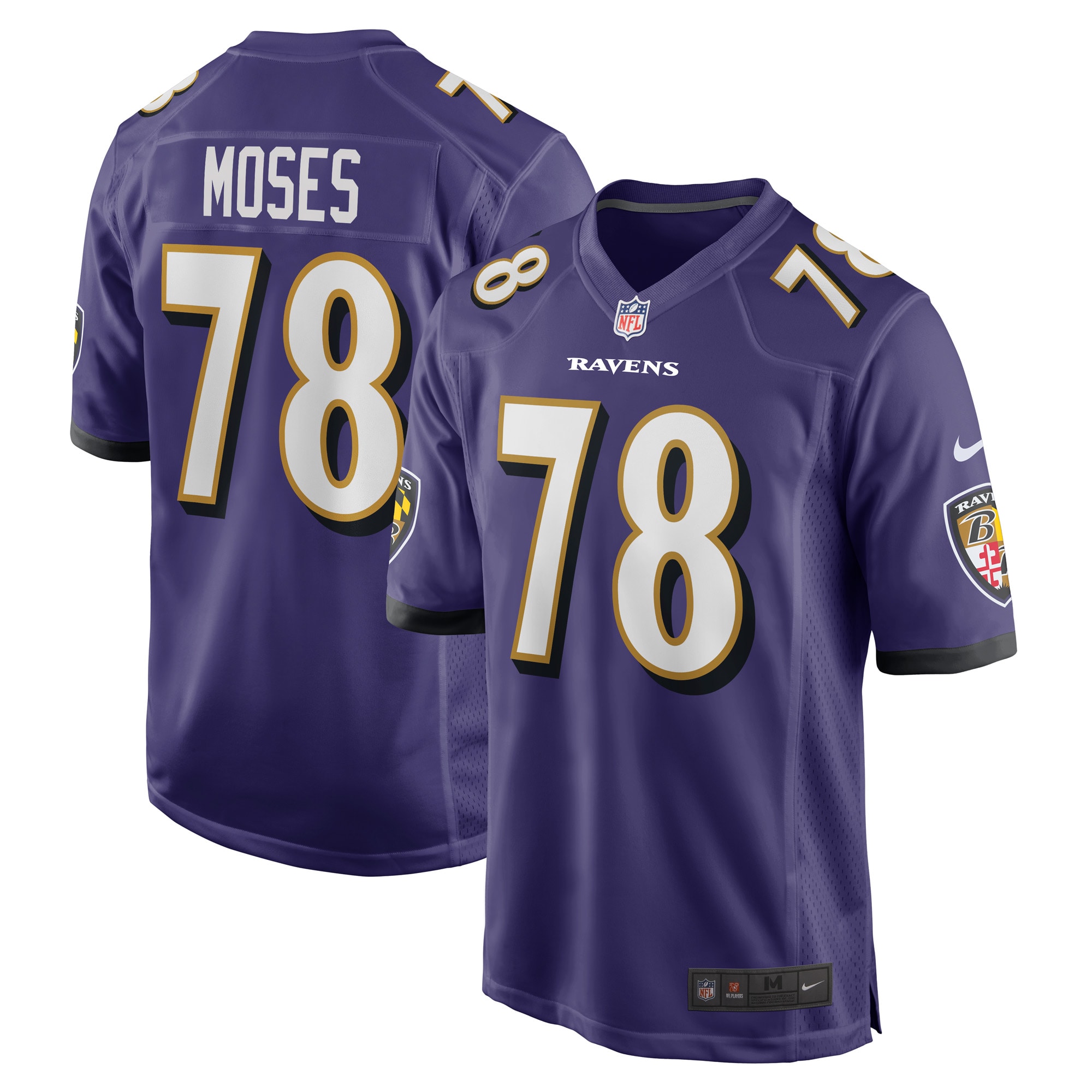 Men's Baltimore Ravens Jerseys Purple Morgan Moses Game Player Style