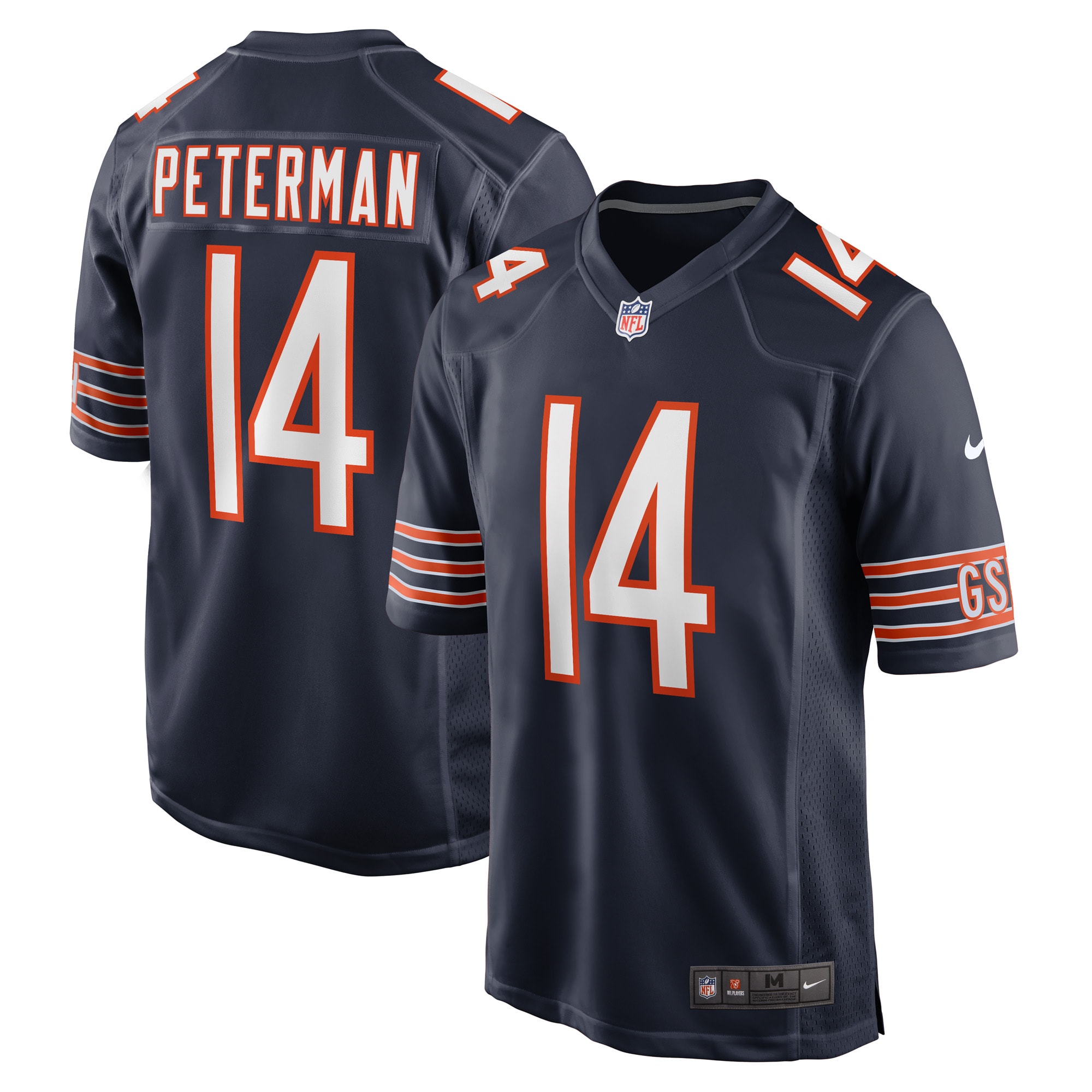 Men's Chicago Bears Jerseys Navy Nathan Peterman Game Player Style