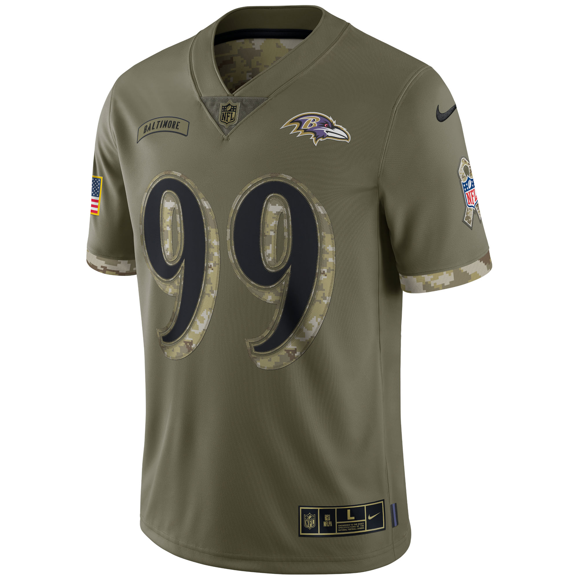 Men's Baltimore Ravens Jerseys Olive Odafe Oweh 2022 Salute To Service Limited Style