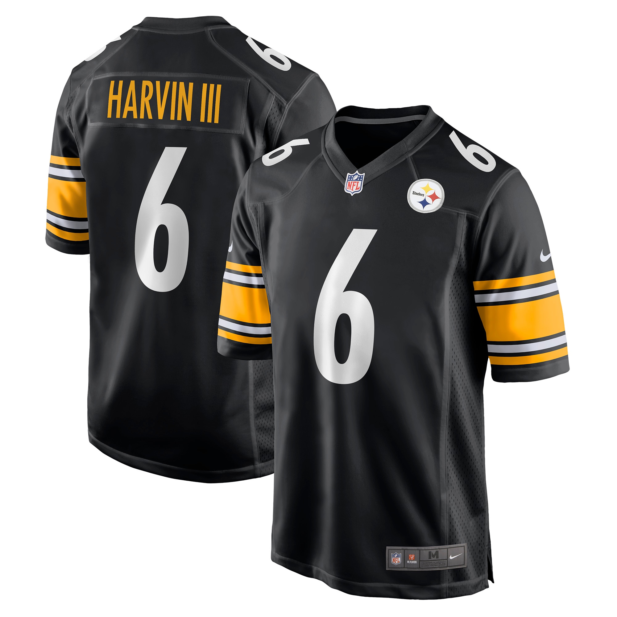Men's Pittsburgh Steelers Jerseys Black Pressley Harvin III Game Style