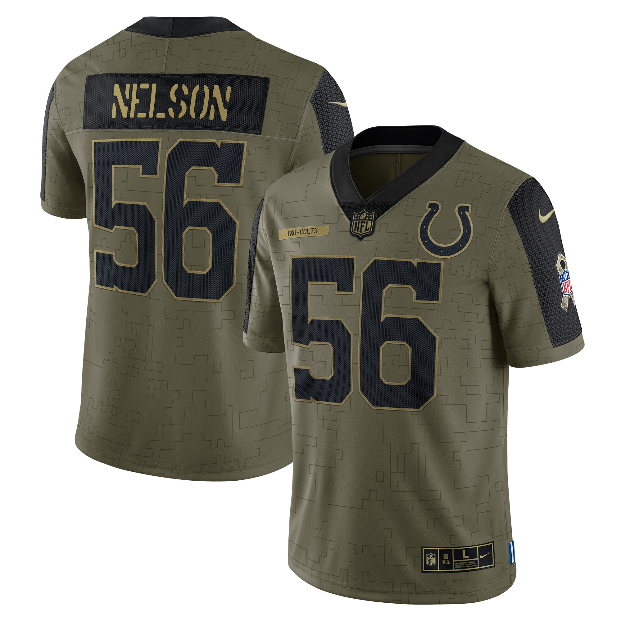 Men's Indianapolis Colts Jerseys Olive Quenton Nelson 2021 Salute To Service Limited Player Style