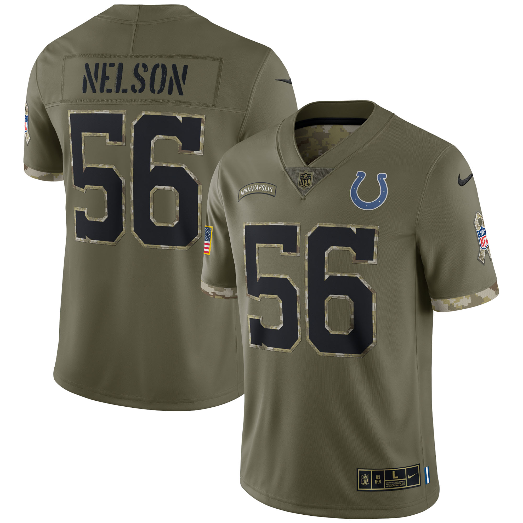 Men's Indianapolis Colts Jerseys Olive Quenton Nelson 2022 Salute To Service Limited Style