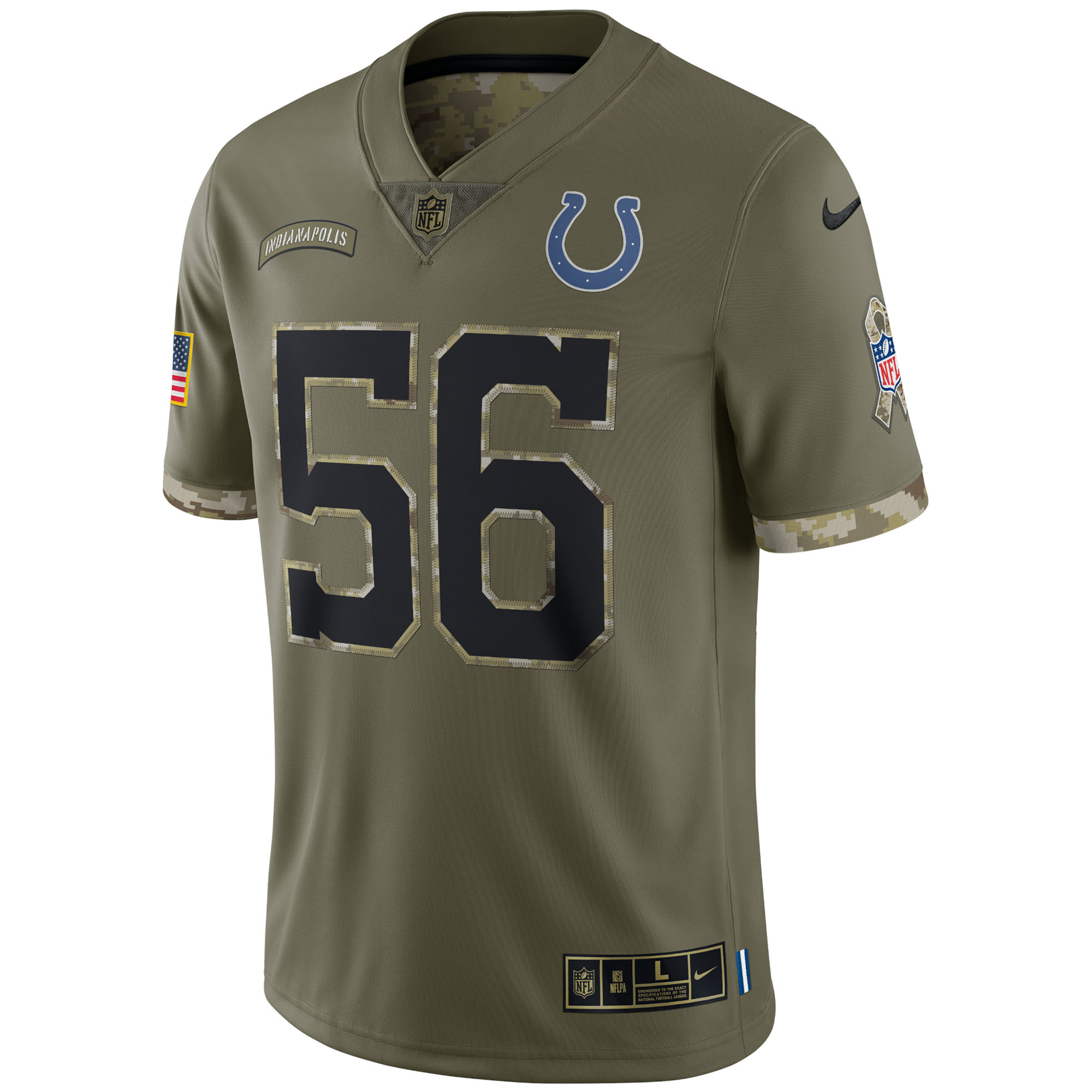 Men's Indianapolis Colts Jerseys Olive Quenton Nelson 2022 Salute To Service Limited Style