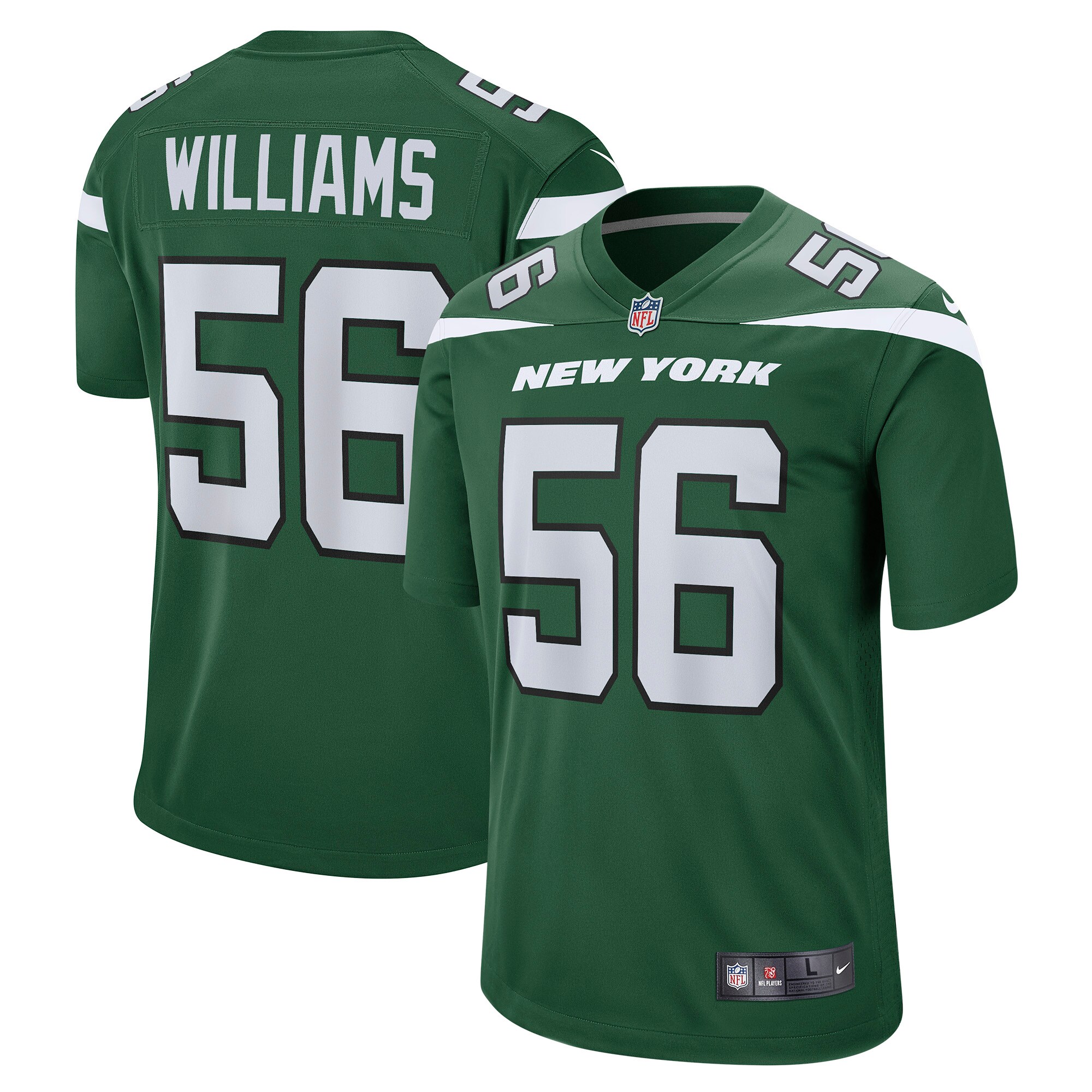 Men's New York Jets Jerseys Gotham Green Quincy Williams Game Style