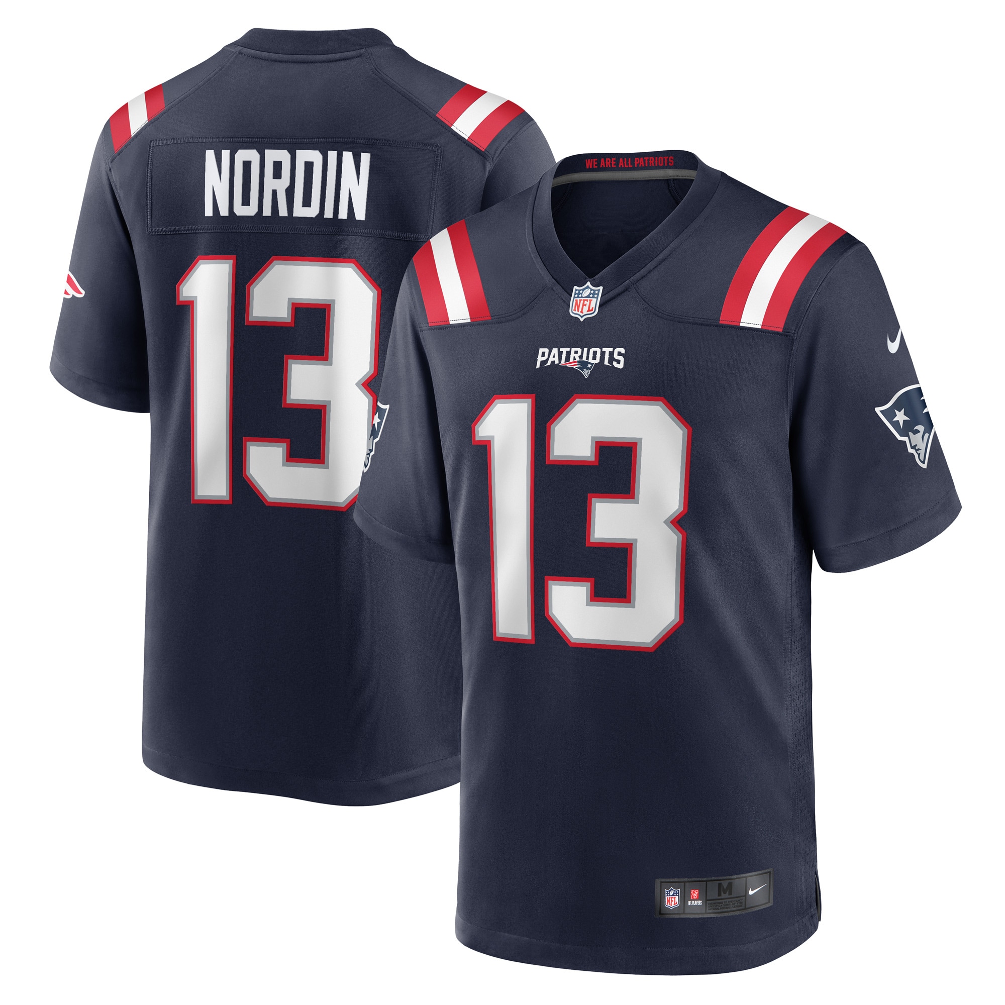 Men's New England Patriots Jerseys Navy Quinn Nordin Game Player Style