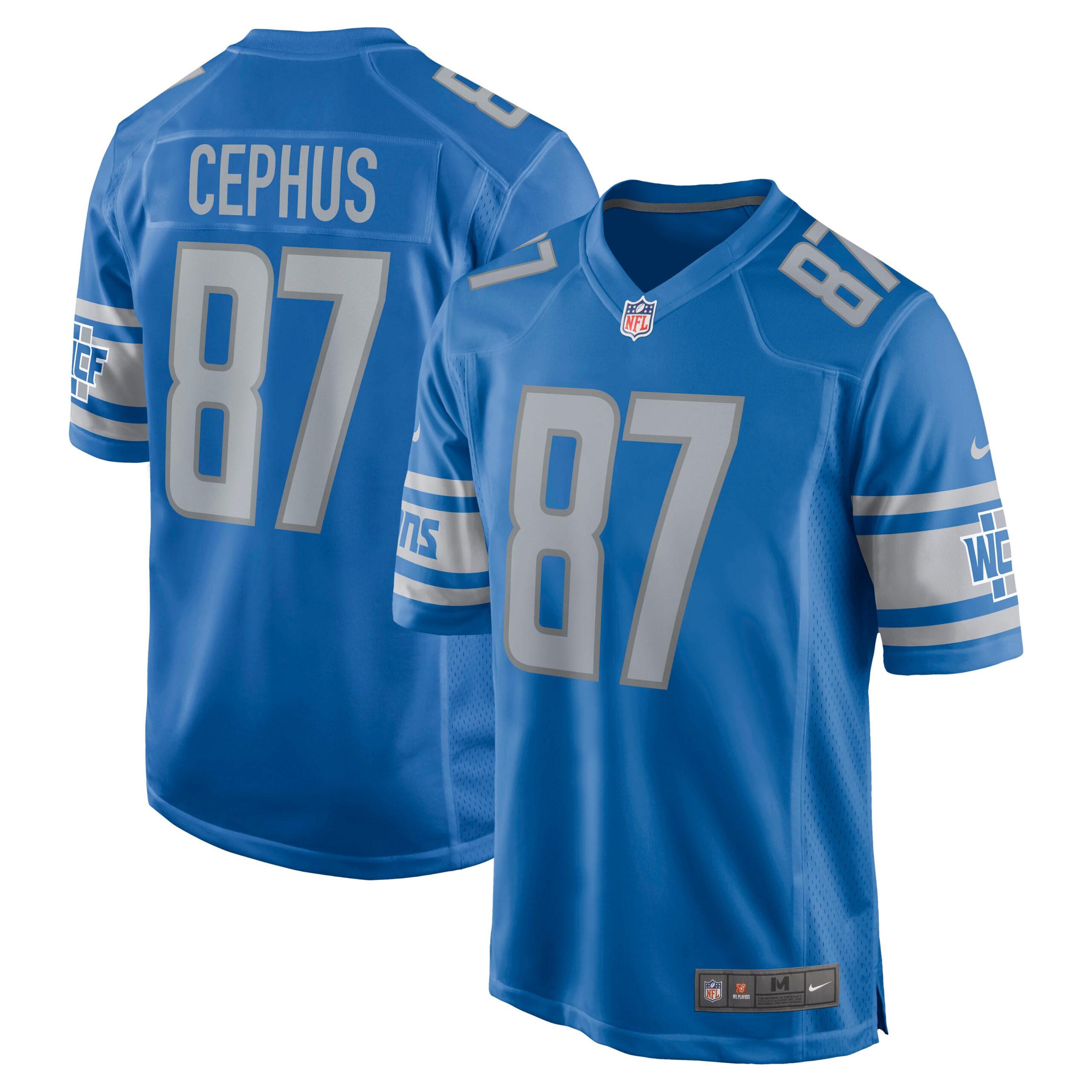 Men's Detroit Lions Jerseys Blue Quintez Cephus Game Style