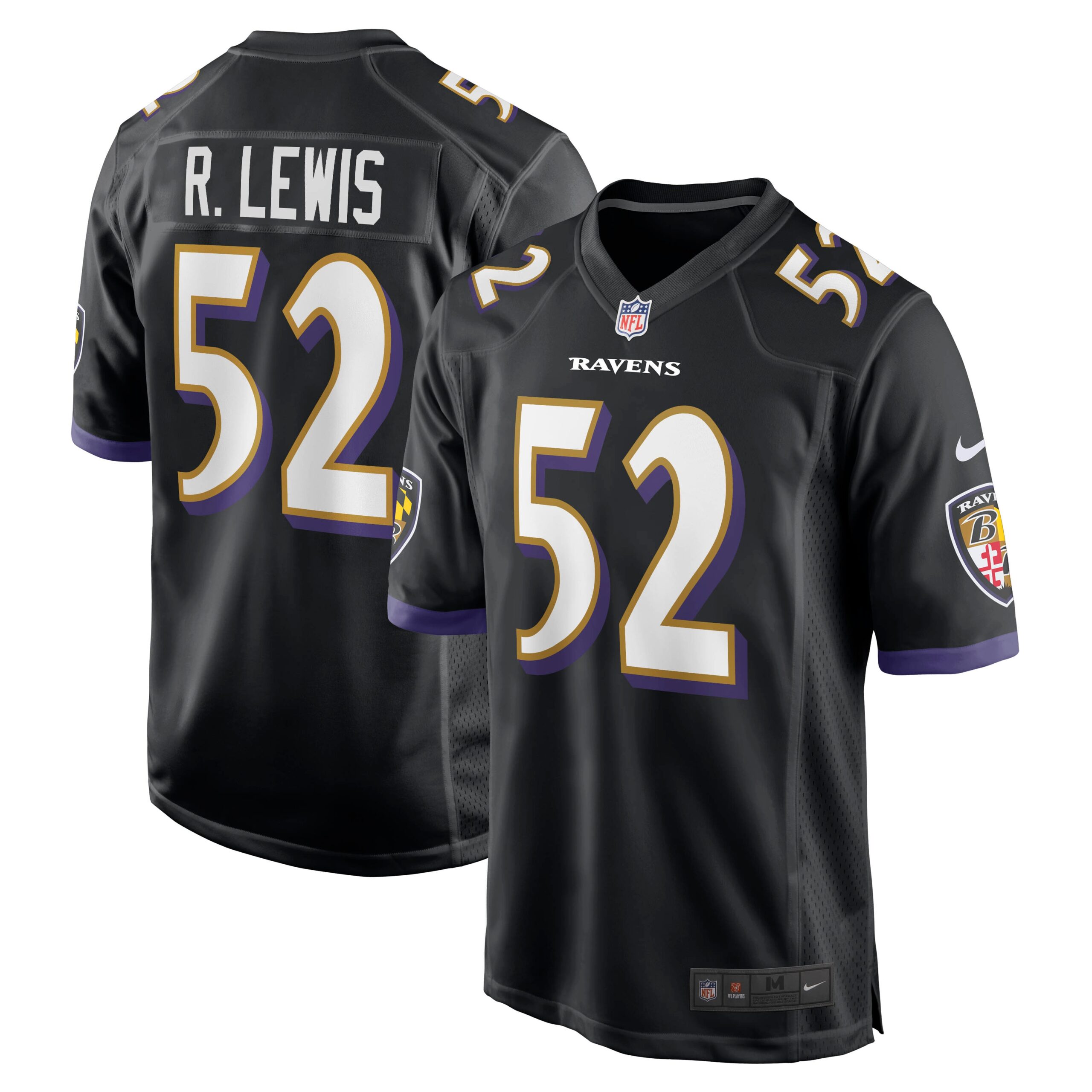 Men's Baltimore Ravens Jerseys Black Ray Lewis Retired Player Style
