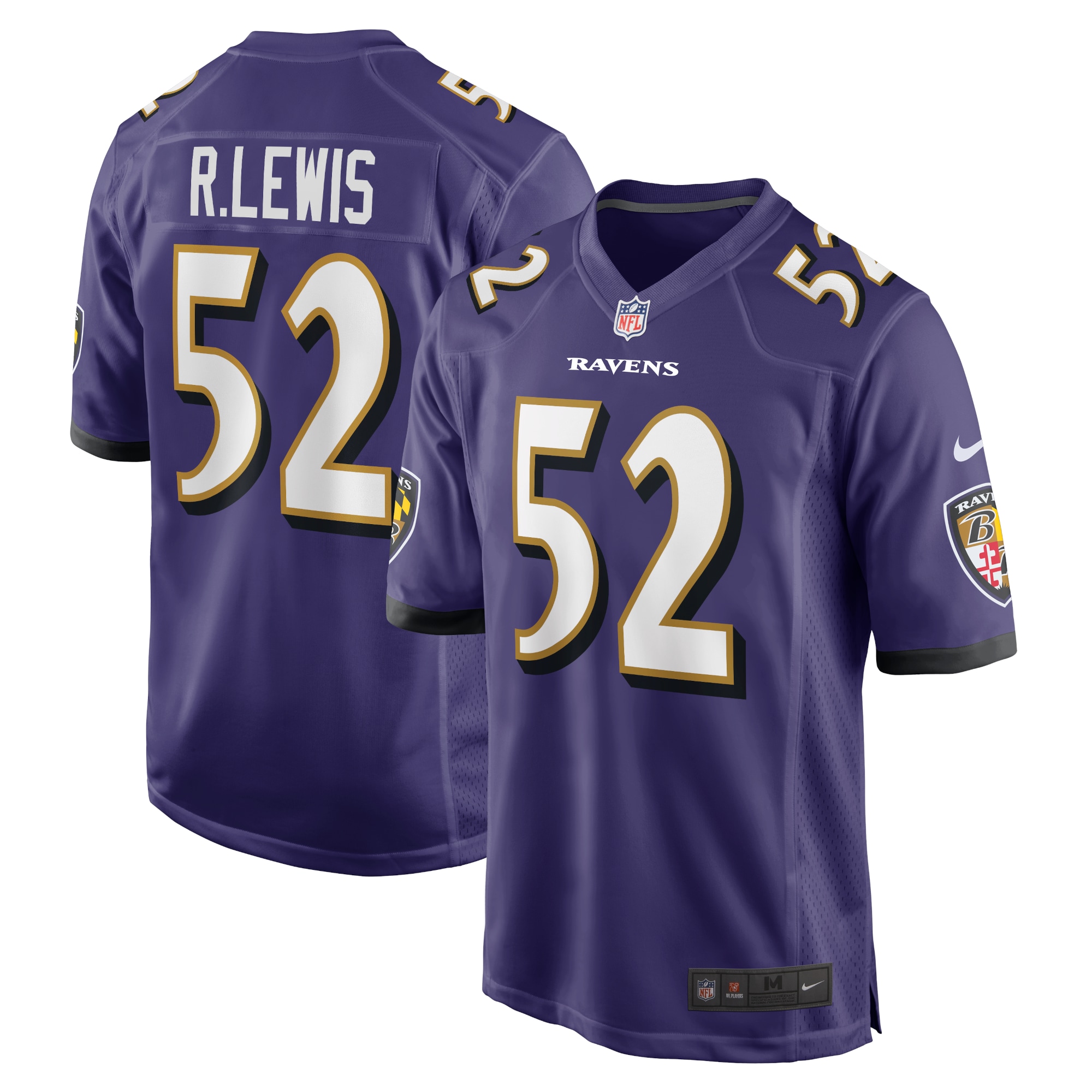 Men's Baltimore Ravens Jerseys Purple Ray Lewis Retired Player Game Style