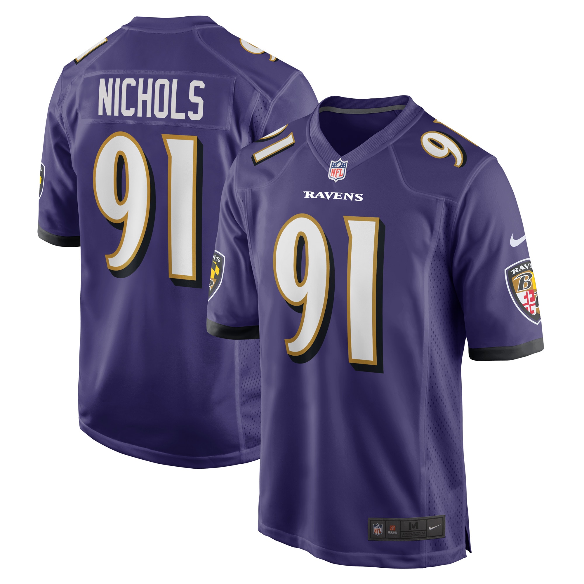 Men's Baltimore Ravens Jerseys Purple Rayshad Nichols Game Player Style