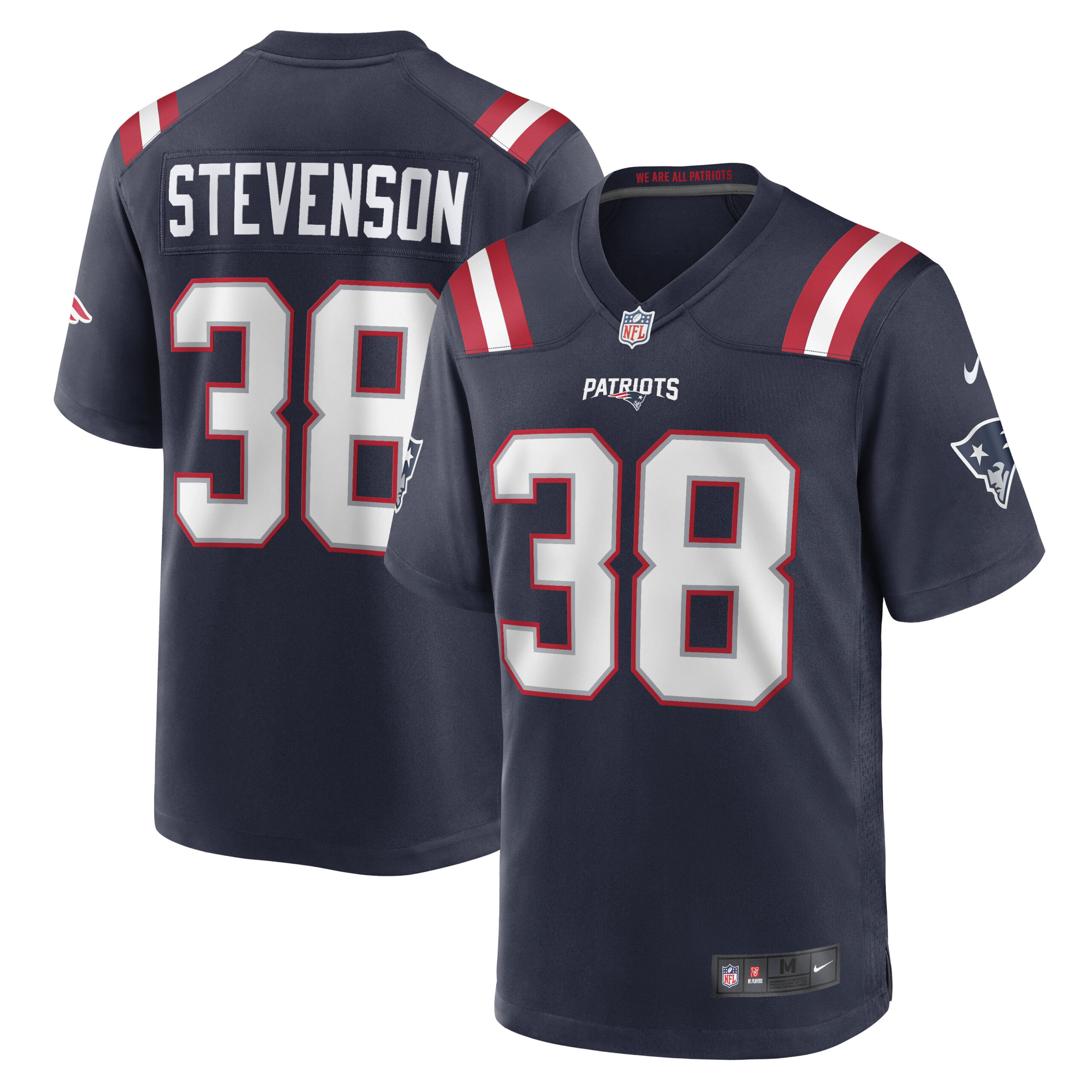 Men's New England Patriots Jerseys Navy Rhamondre Stevenson Game Style