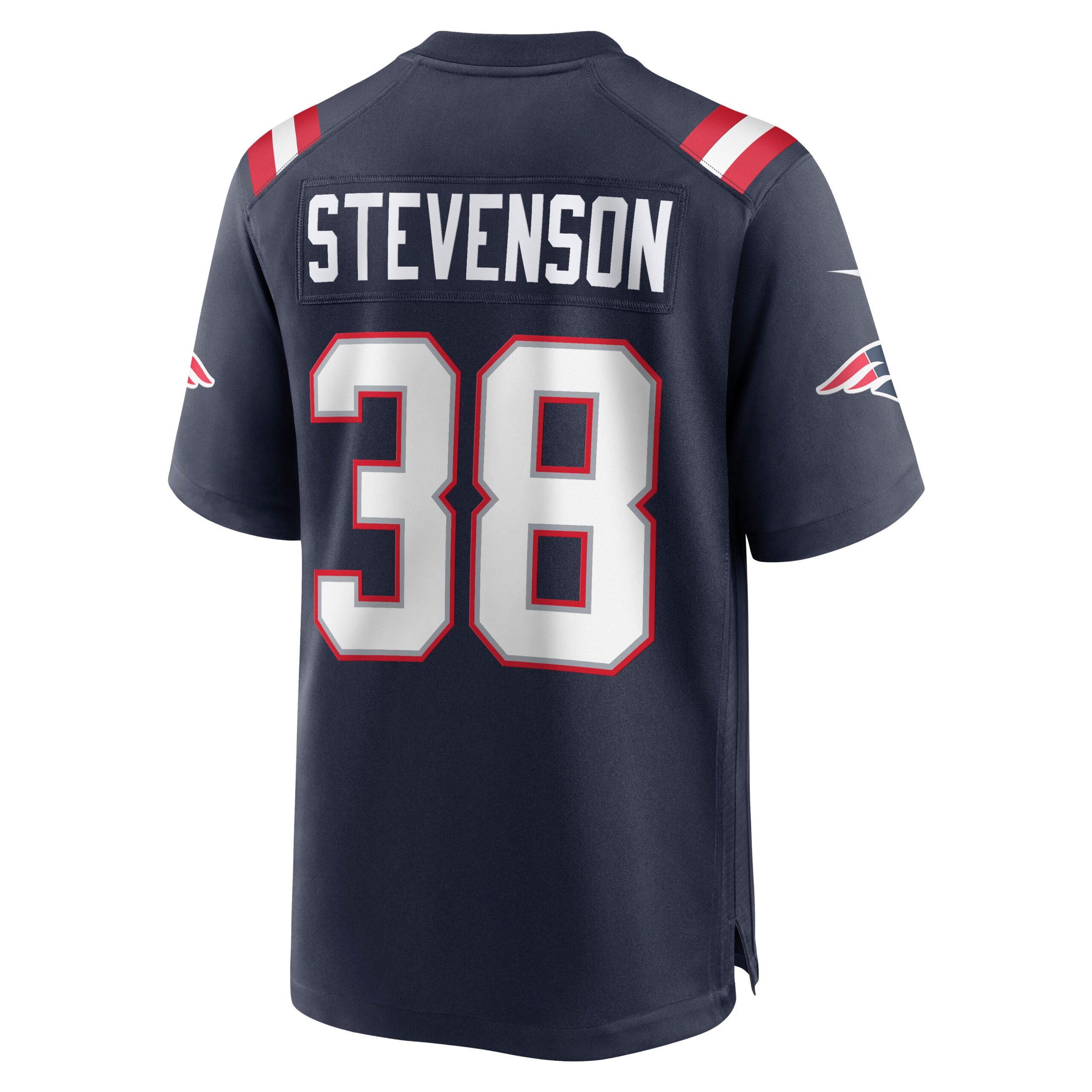 Men's New England Patriots Jerseys Navy Rhamondre Stevenson Game Style