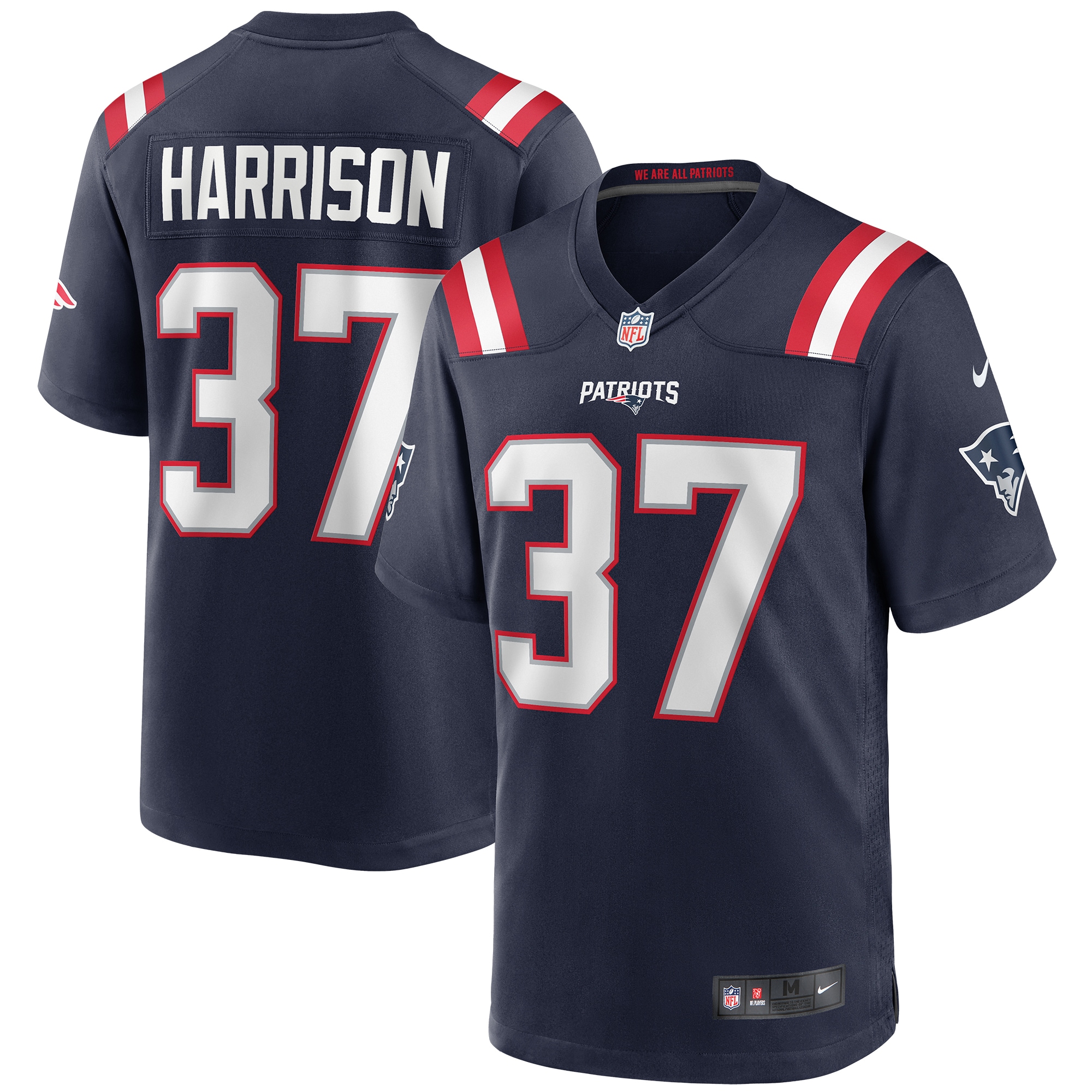 Men's New England Patriots Jerseys Navy Rodney Harrison Game Retired Player Style