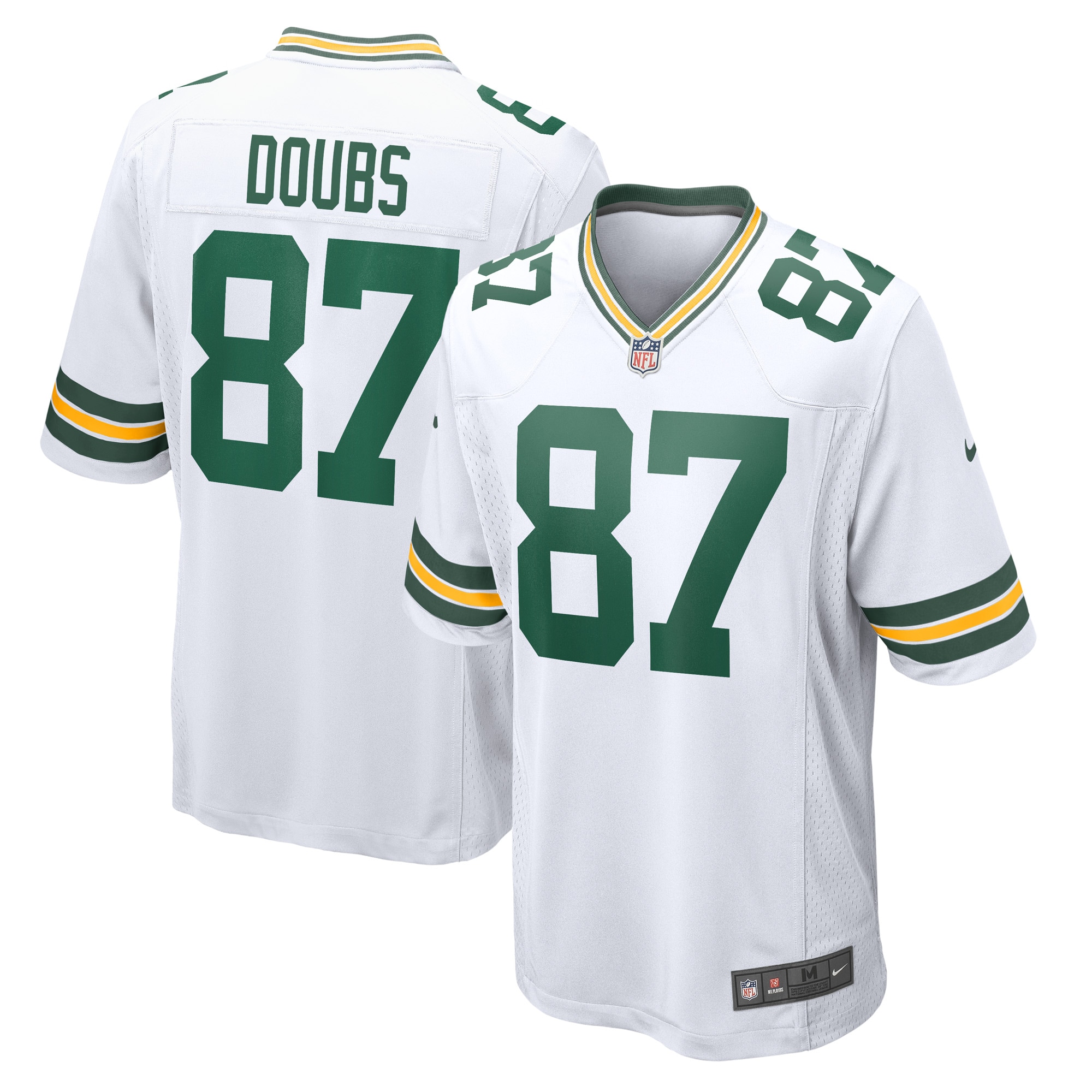 Men's Green Bay Packers Jerseys White Romeo Doubs Game Player Style