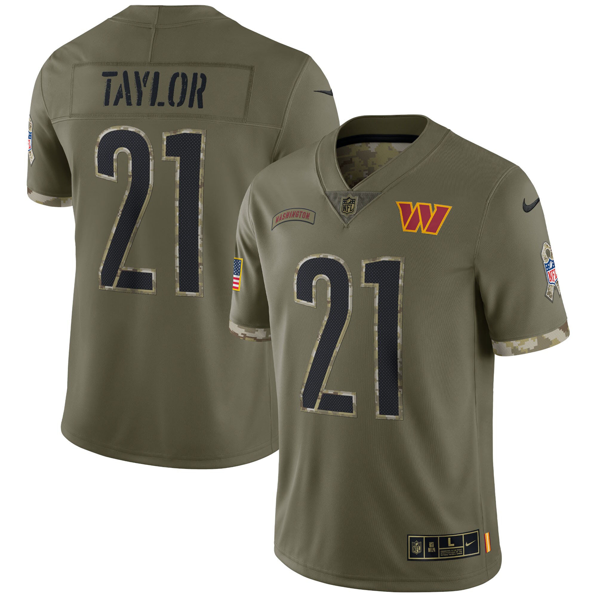 Men's Washington Commanders Jerseys Olive Sean Taylor 2022 Salute To Service Retired Player Limited Style