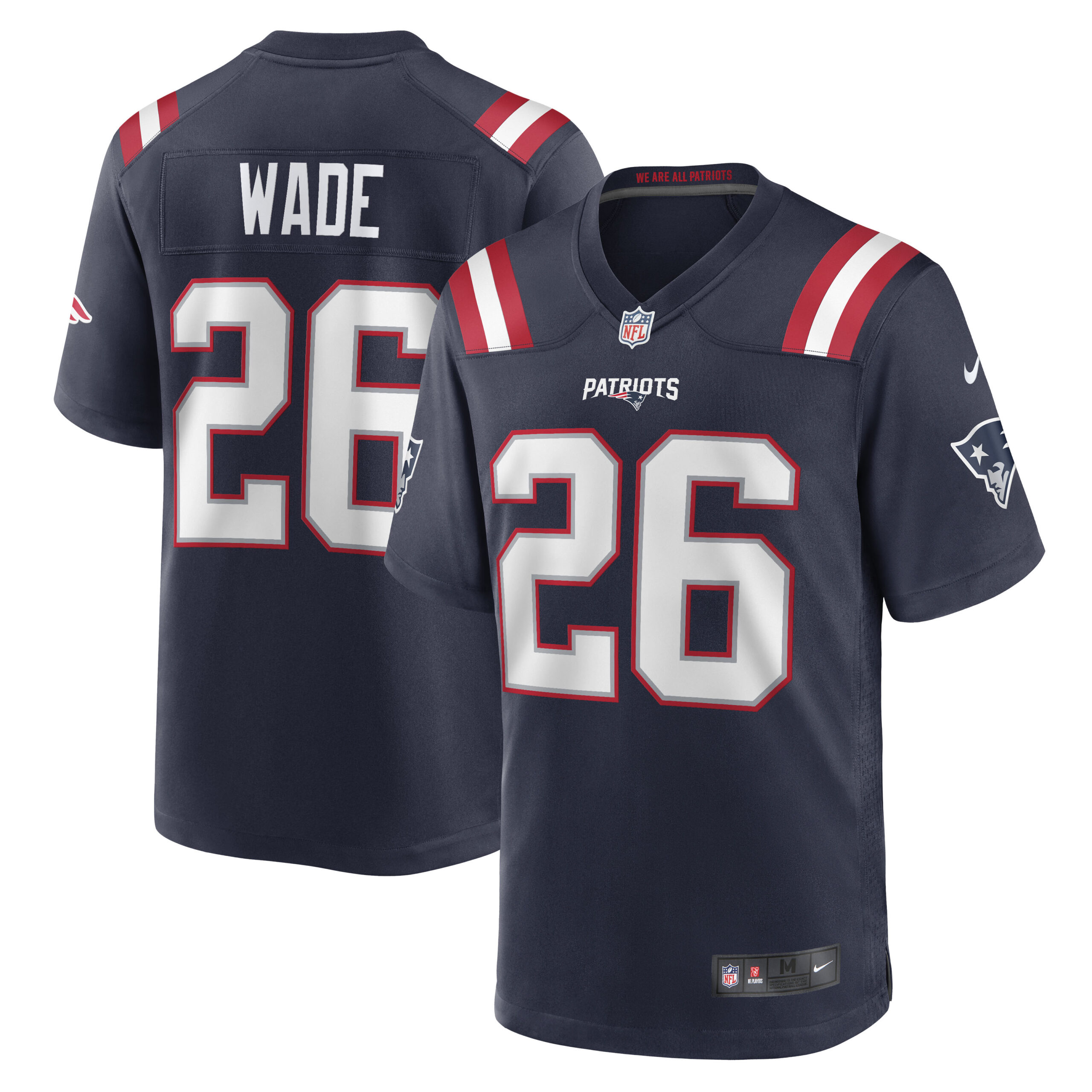 Men's New England Patriots Jerseys Navy Shaun Wade Game Style