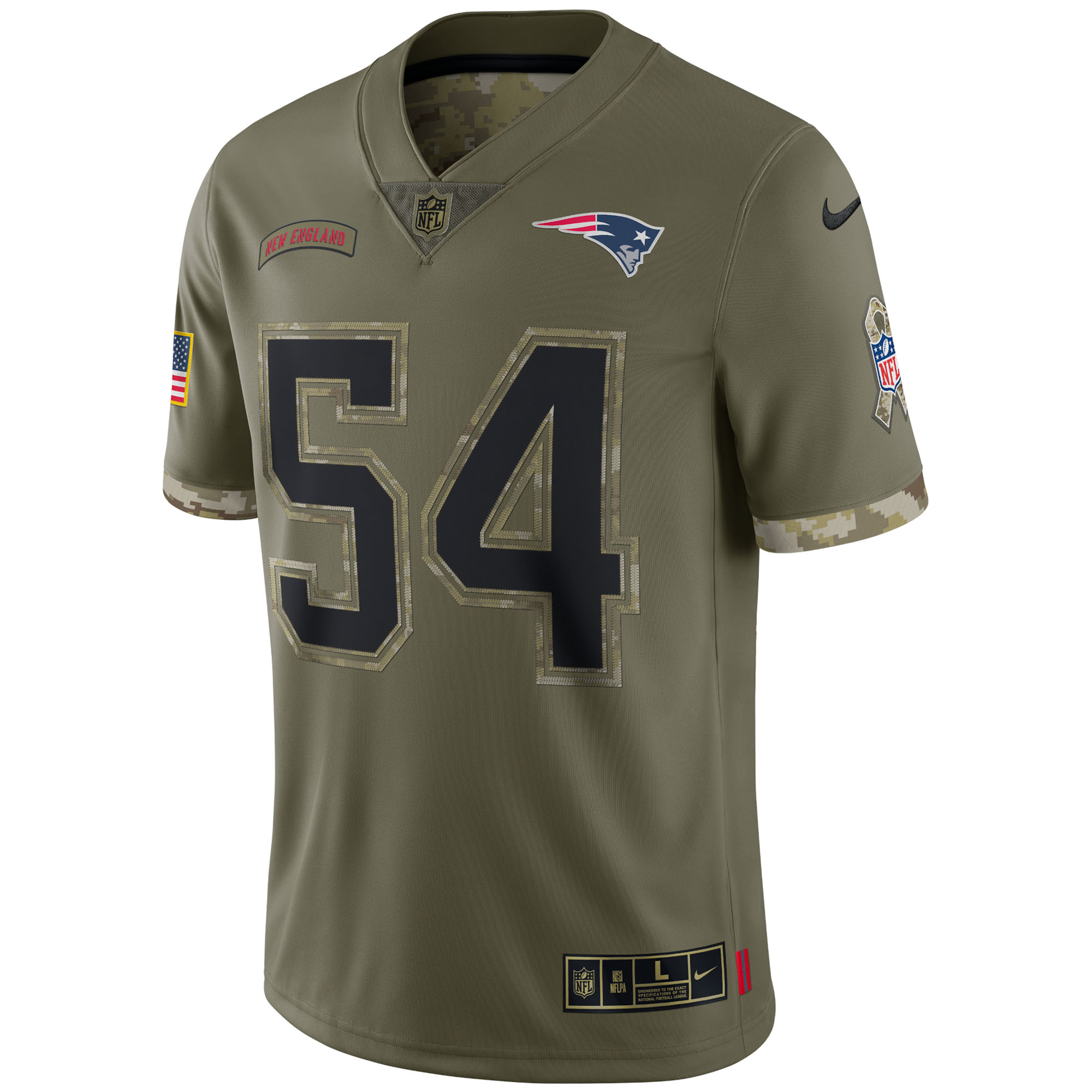 Men's New England Patriots Jerseys Olive Tedy Bruschi 2022 Salute To Service Retired Player Limited Style