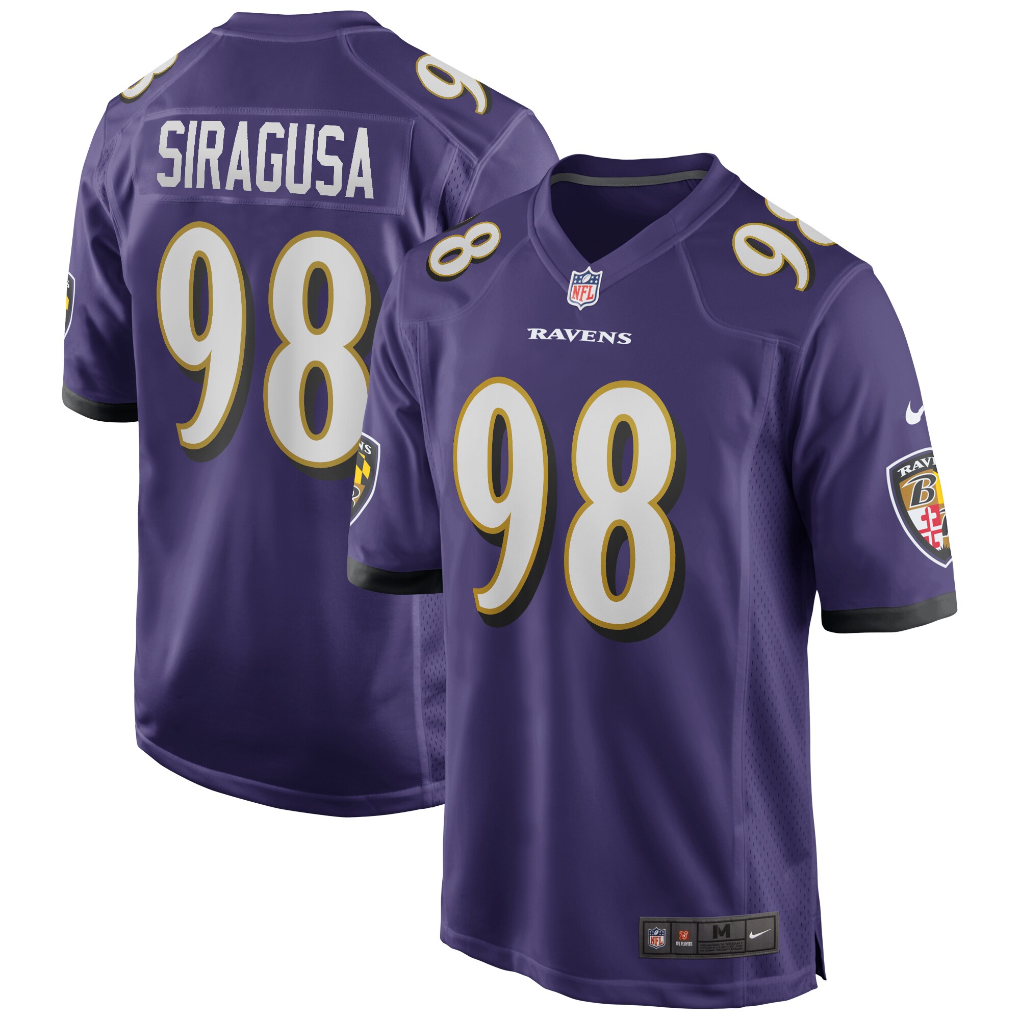 Men's Baltimore Ravens Jerseys Purple Tony Siragusa Game Retired Player Style