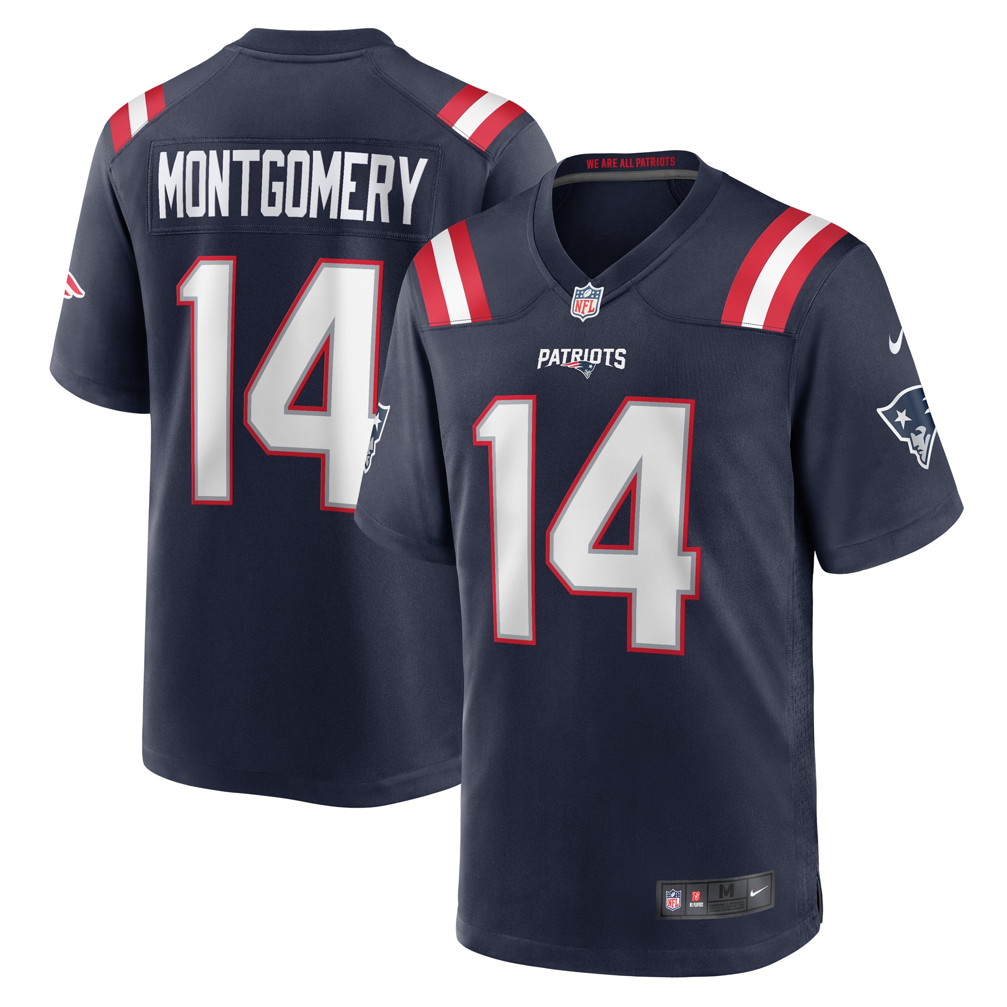 Men's New England Patriots Jerseys Navy Ty Montgomery Player Game Style