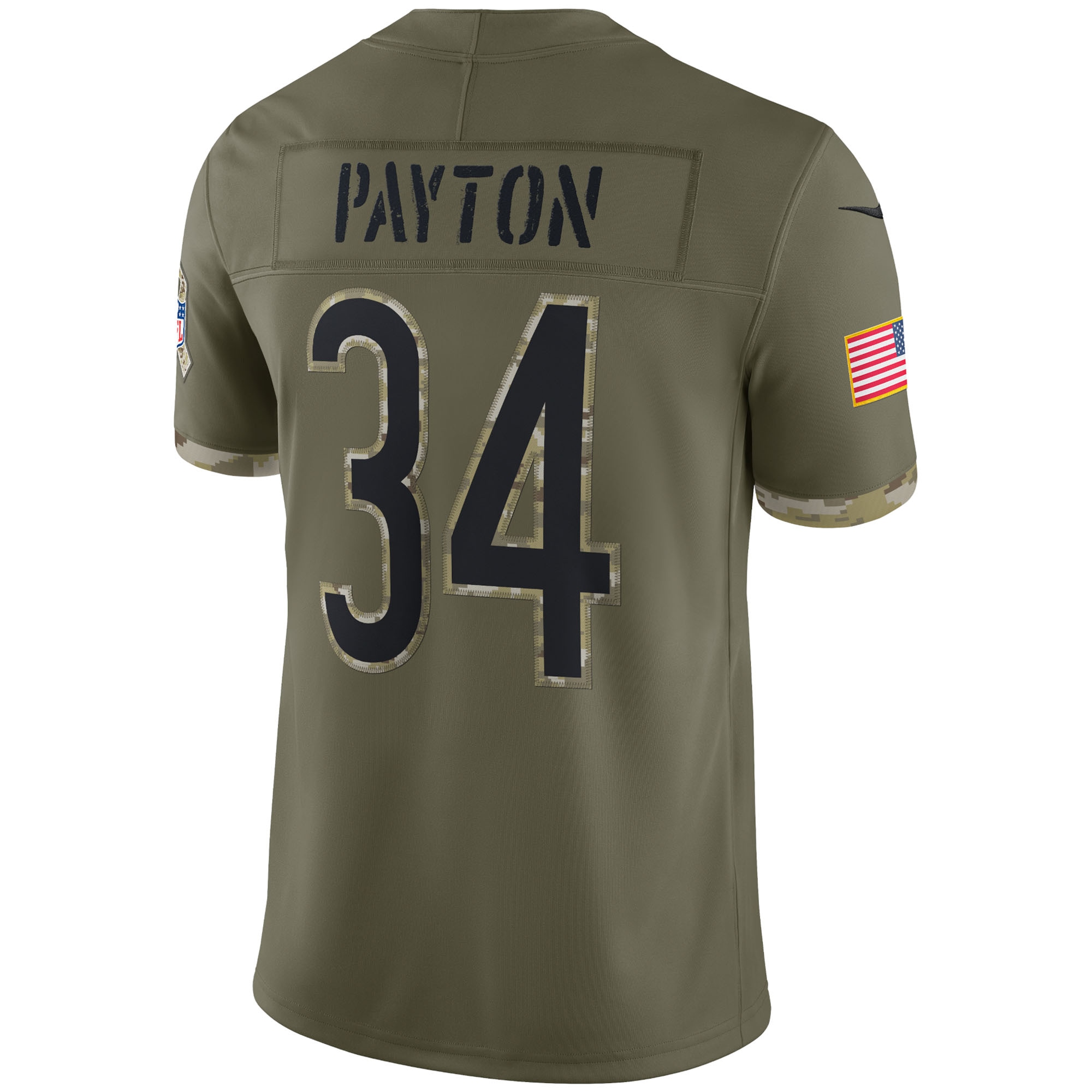 Men's Chicago Bears Jerseys Olive Walter Payton 2022 Salute To Service Retired Player Limited Style