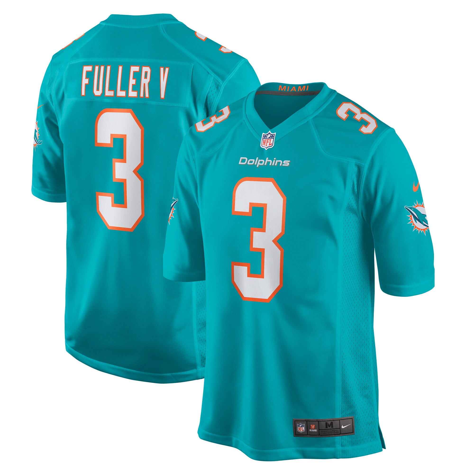 Men's Miami Dolphins Jerseys Aqua Will Fuller V Game Player Style
