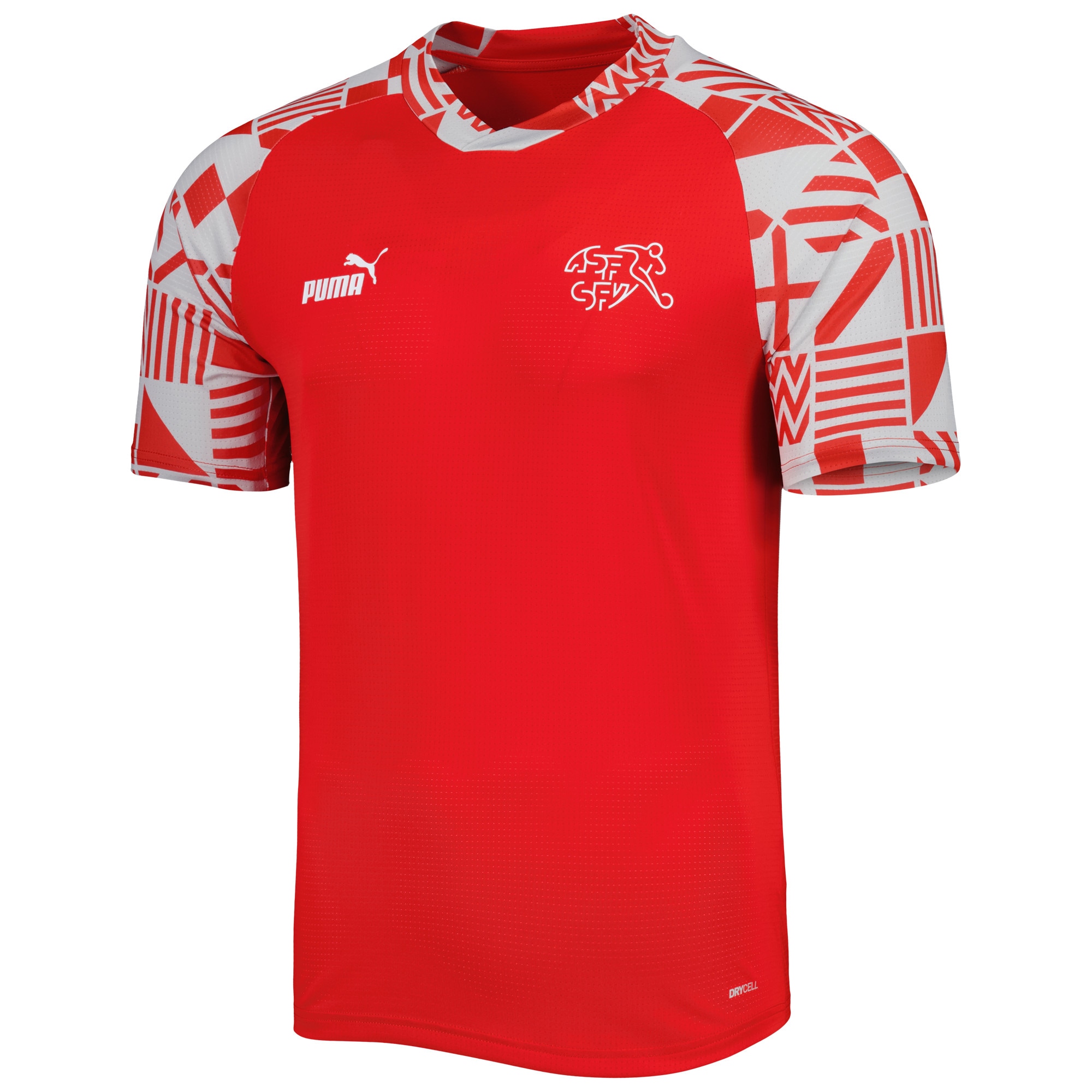 Men's Switzerland National Team Jerseys Red Pre-Match V-Neck Top Style